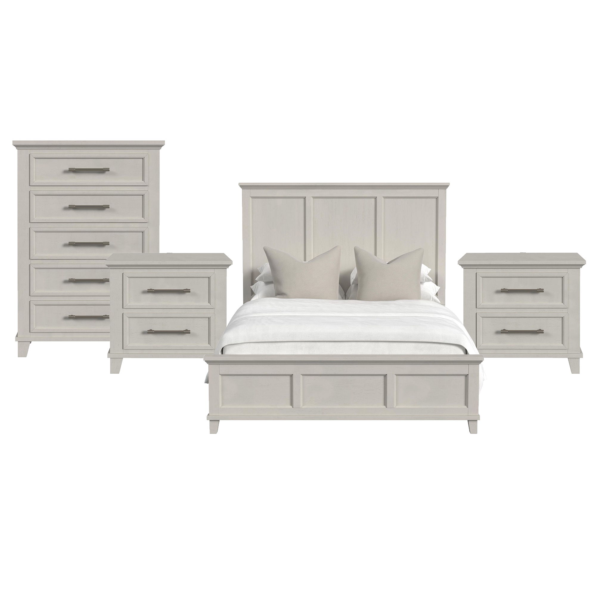 Queen · 4 Pc · Bedroom Set With 2 Nightstands & Chest