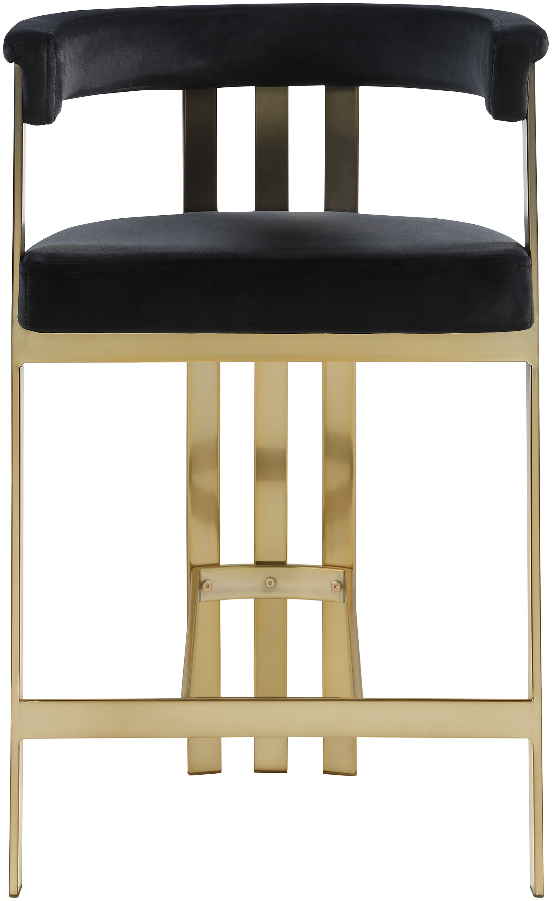 Marcello - Counter Stool With Brushed Gold Iron Frame (Set of 2) - Black