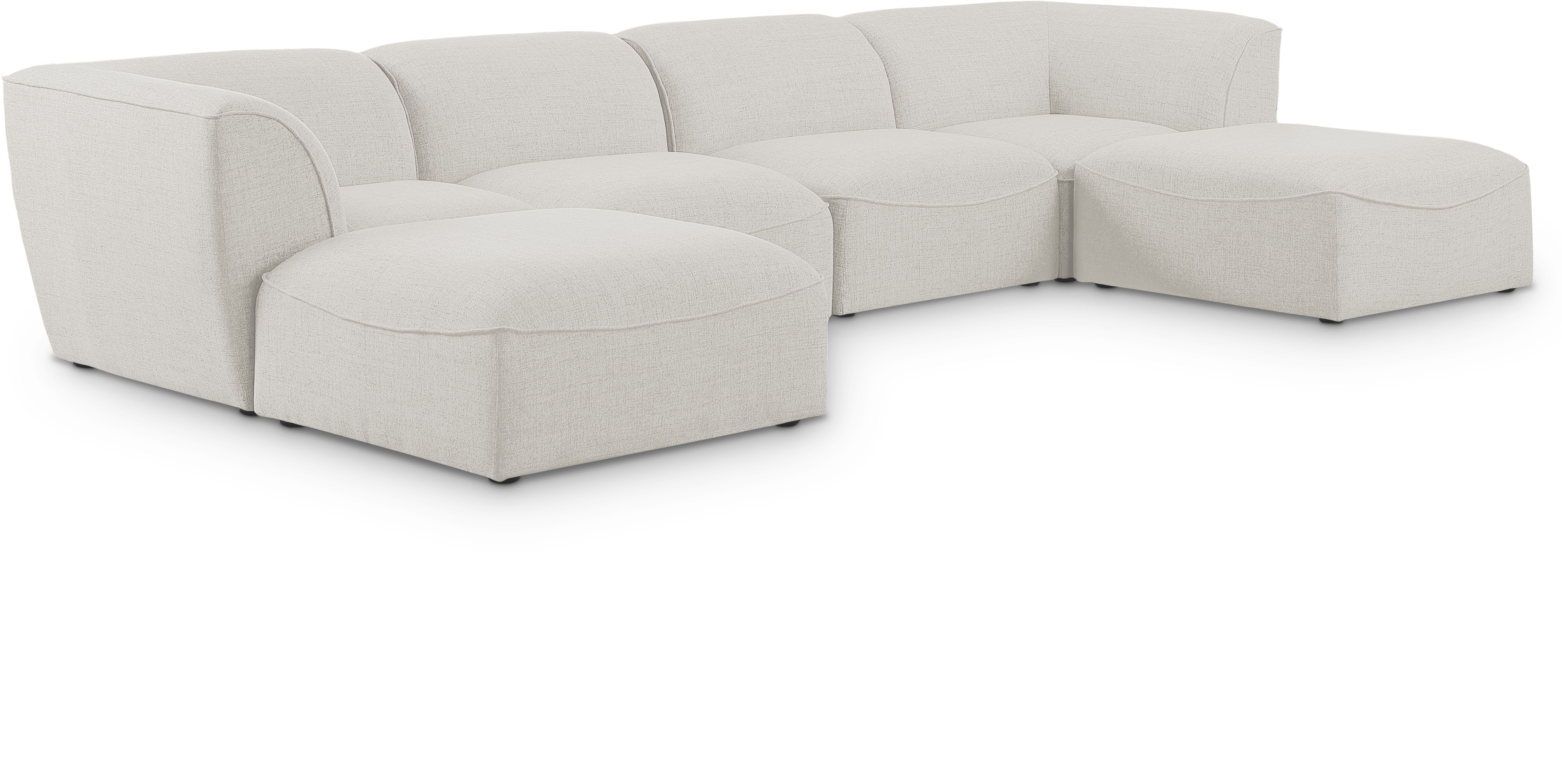 Miramar - 6 Piece Modular Double Chaise Sectional - Cream