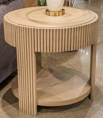 Zaninport – Round End Table – Bisque