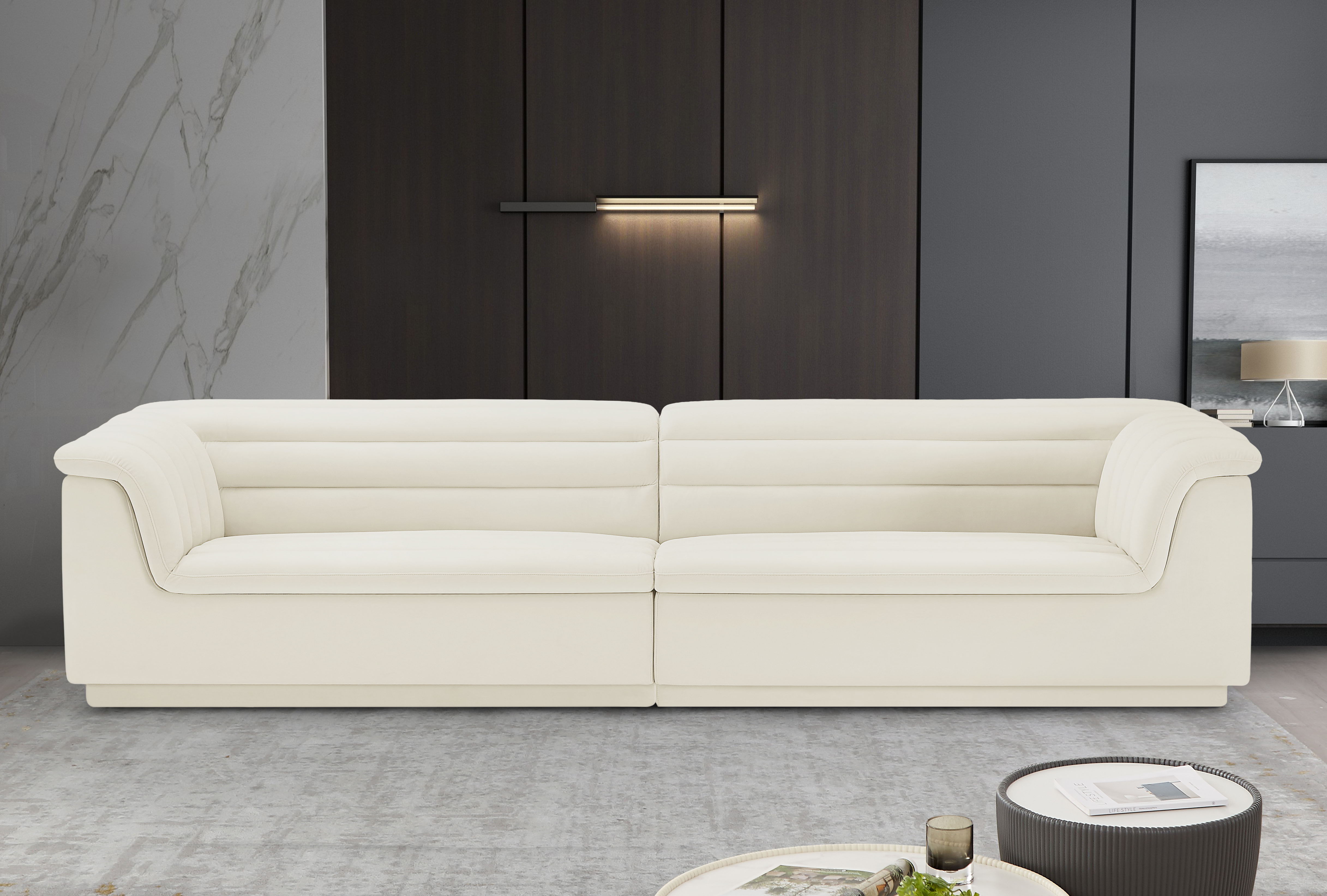 Cascade - Velvet Modular Sofa - Cream