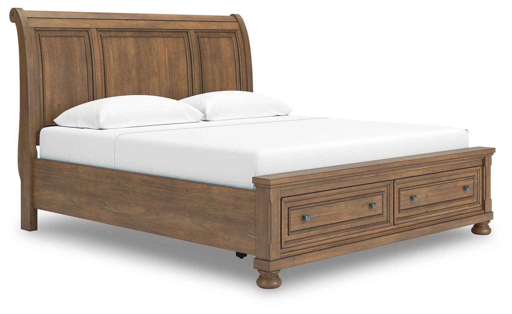 Feddinger - King Storage Sleigh Bed - Medium Brown