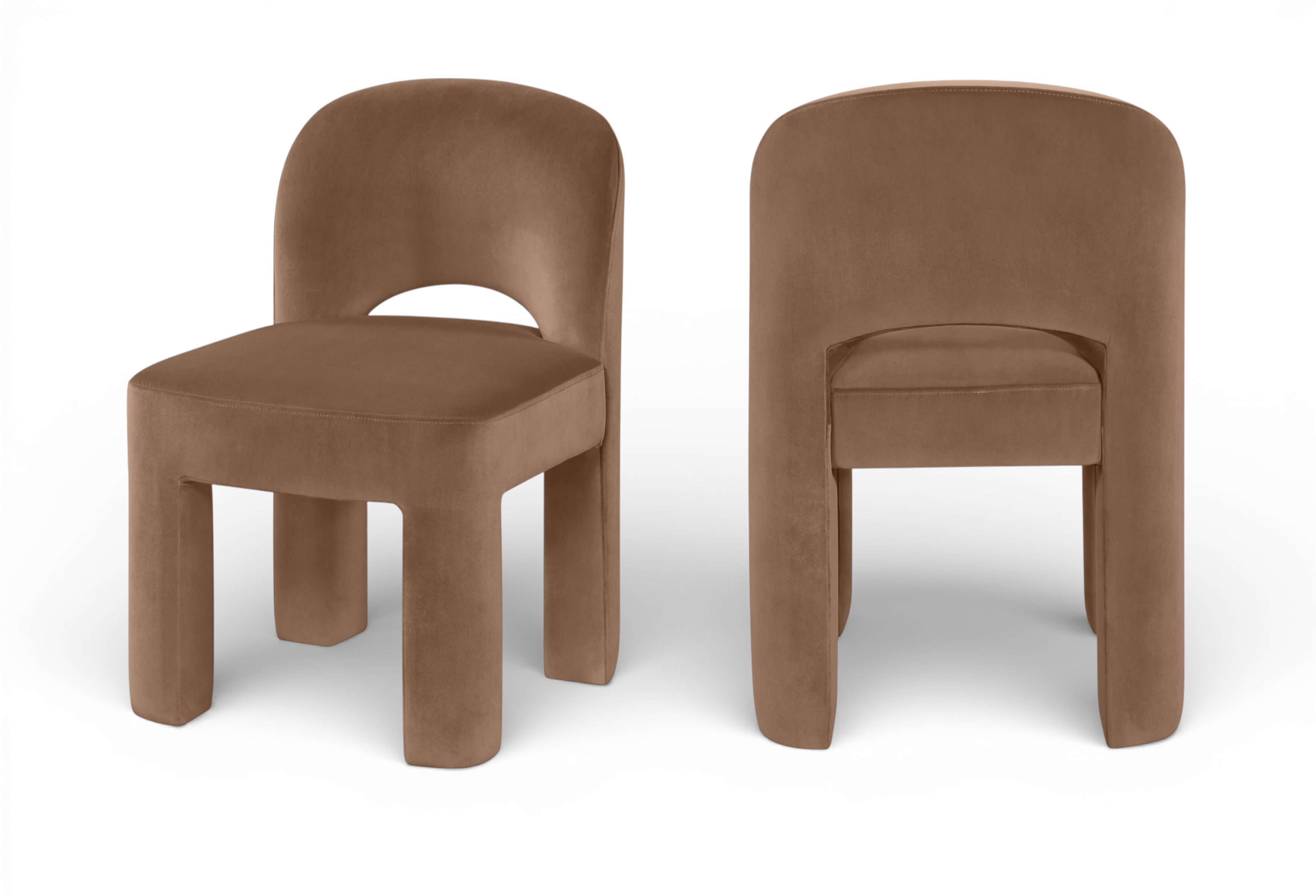 Celine - Velvet Performance Fabric Upholstered Dining Chair (Set of 2) - Brown
