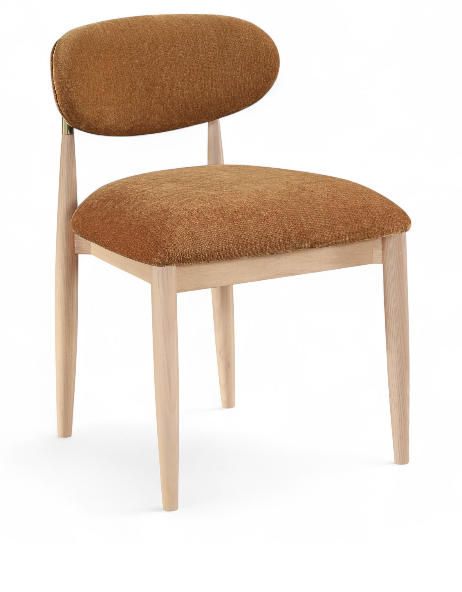 Riccio - Performance Fabric Upholstered Dining Side Chair (Set of 2) With Light Brown Legs - Cognac