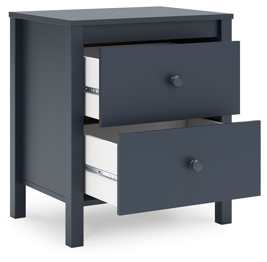 Simmenfort - Two Drawer Night Stand - Navy Blue, blue, view 4
