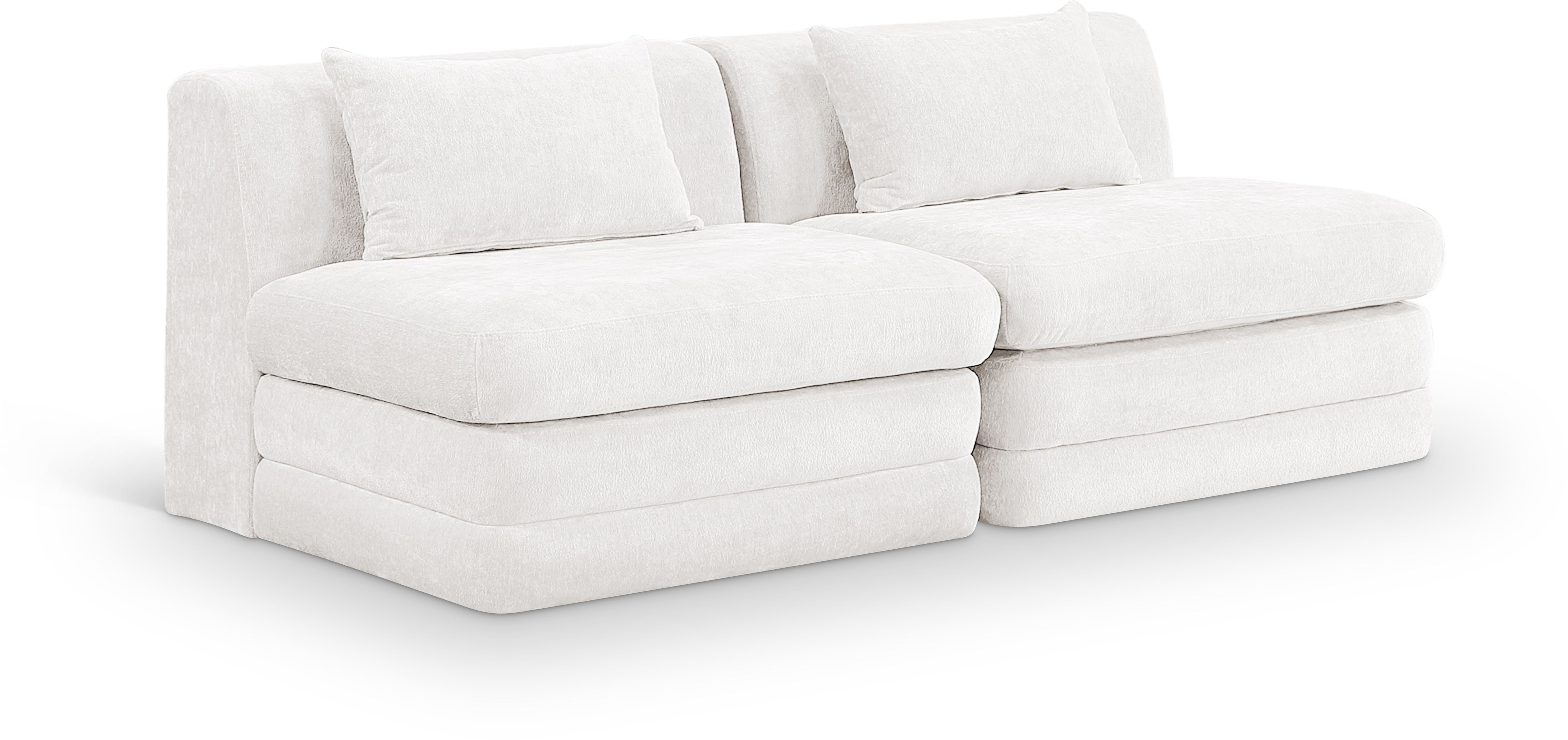 2 Pc · Chenille Fabric 76" Upholstered Modular Loveseat