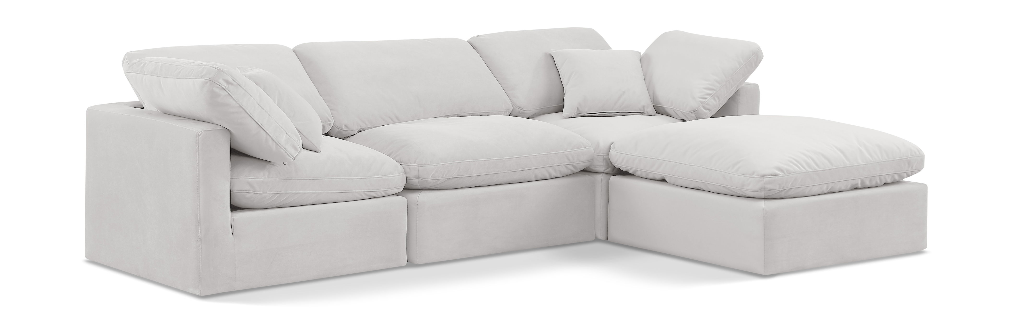 Indulge - Velvet 4 Piece Modular Sectional With Chaise - Off White
