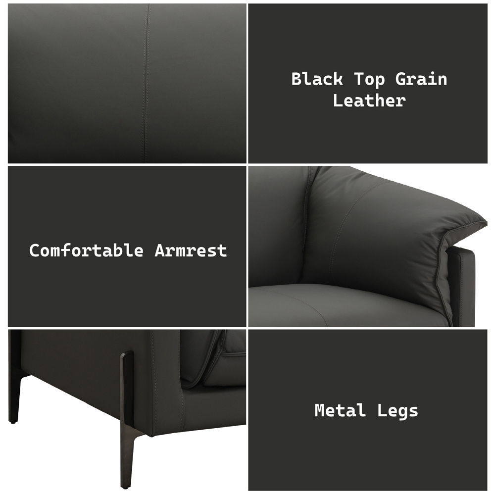 Tadi - Loveseat - Black Top Grain Leather, black, view 6