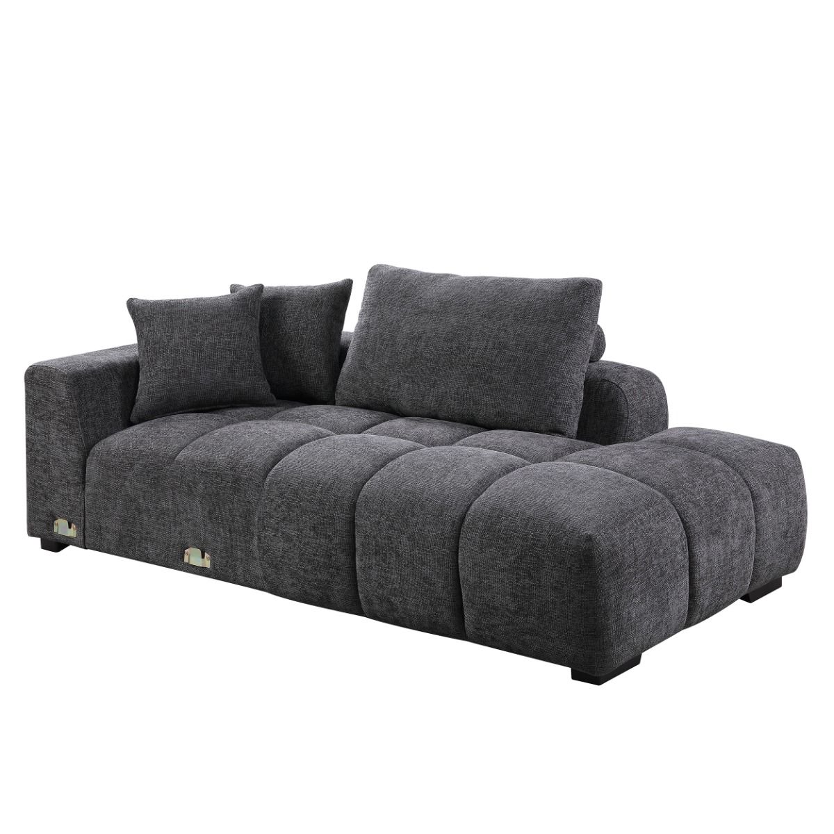Chosen - Sectional Sofa With 6 Pillows - Gray Chenille, dark gray, view 6