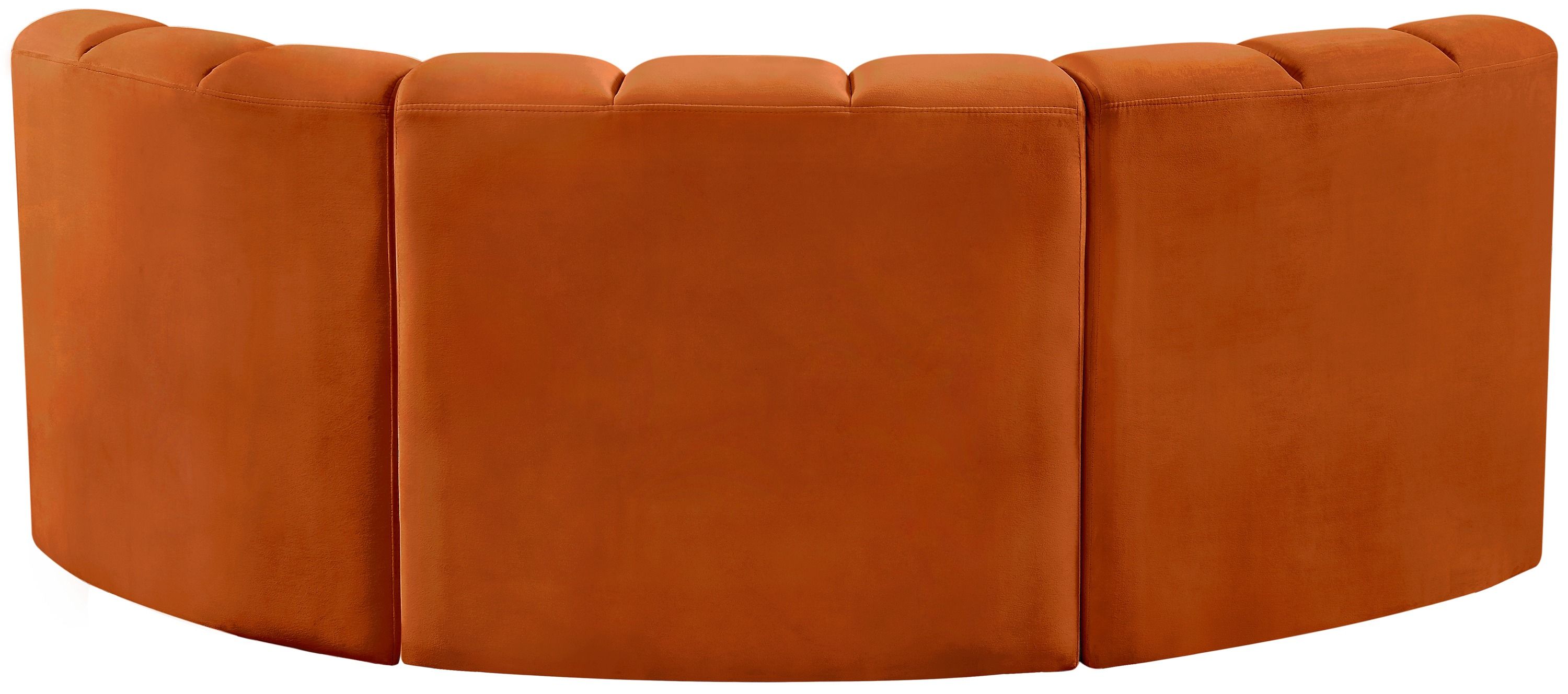 Arc - Velvet 3 Piece Modular U-Shaped Sofa - Cognac