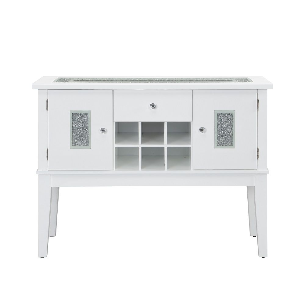 Elizaveta - Server - Faux Crystal Diamonds & White High Gloss, white, view 7