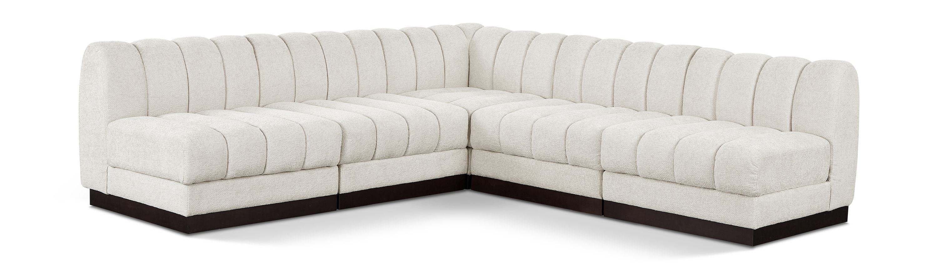 Quinn - 5 Piece Modular Armless Corner Sectional - Cream