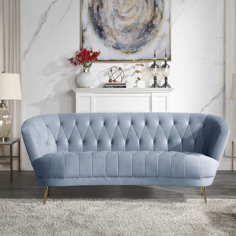 Bayram - Sofa - Light Gray Velvet, light gray