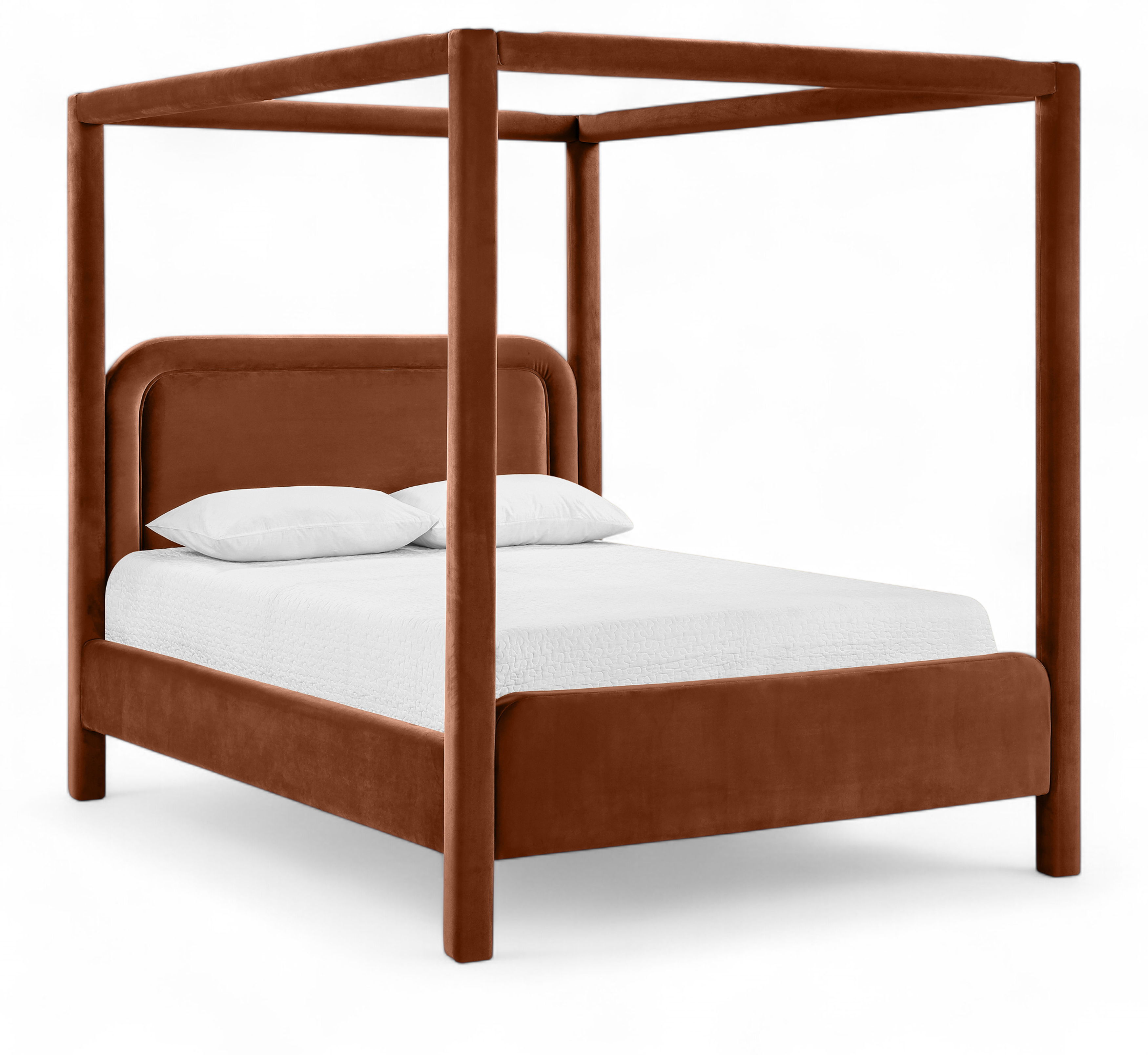 Salina - Velvet Upholstered Full Bed - Cognac
