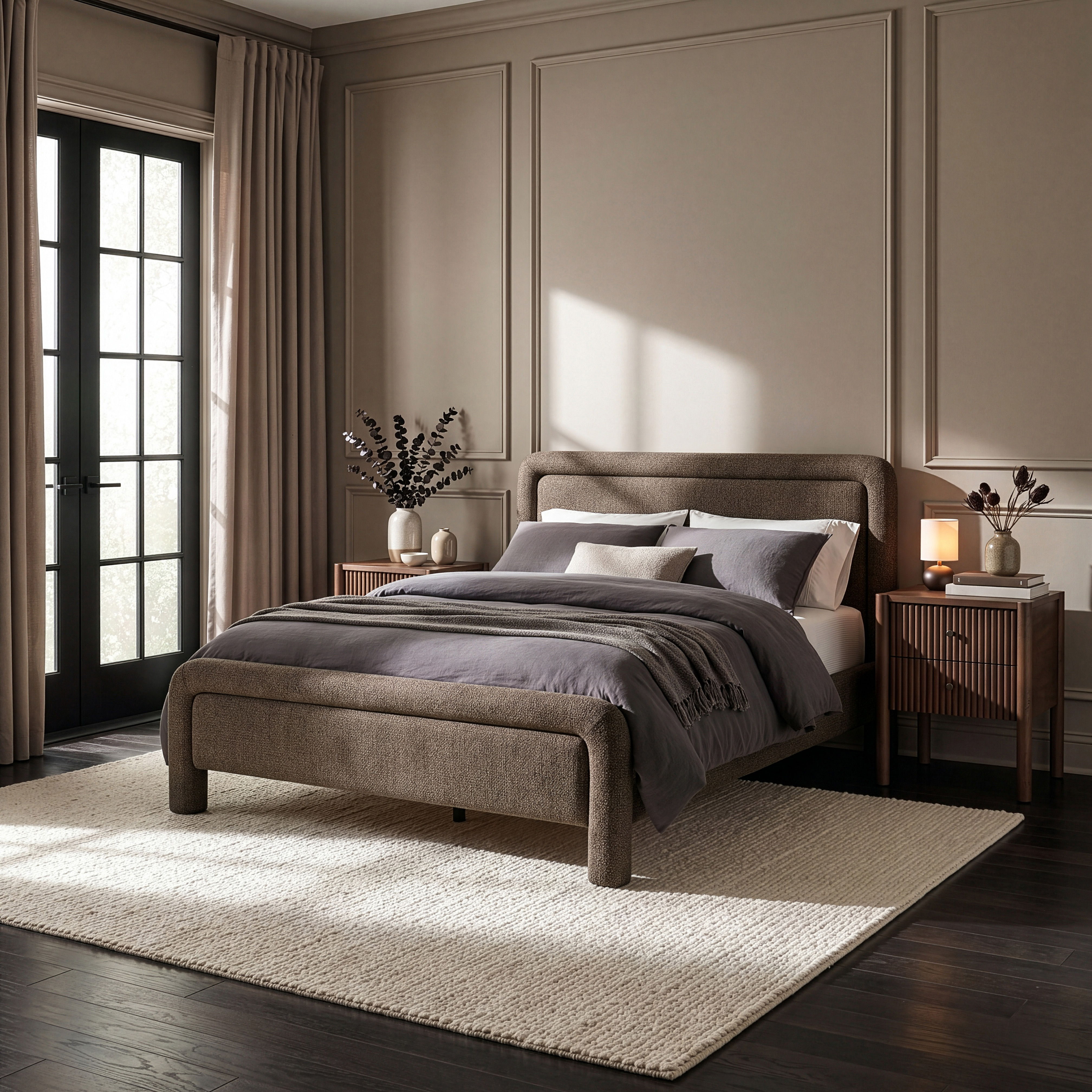 Baylor - Fabric With Interwoven Chenille Upholstered Full Bed - Brown