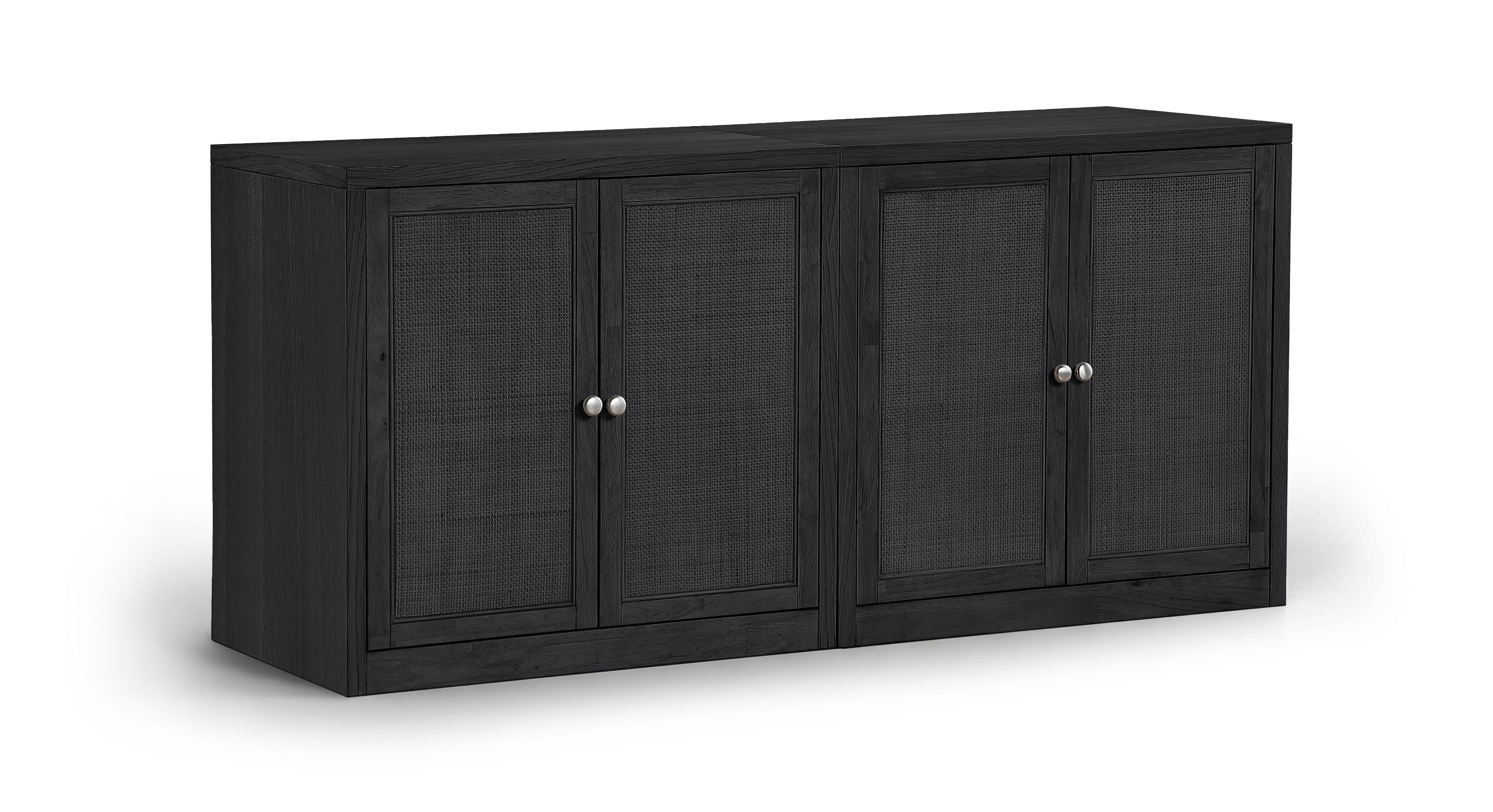 Vero - Solid Wood And Oak Veneer 2 Piece Sideboard/Buffet - Black