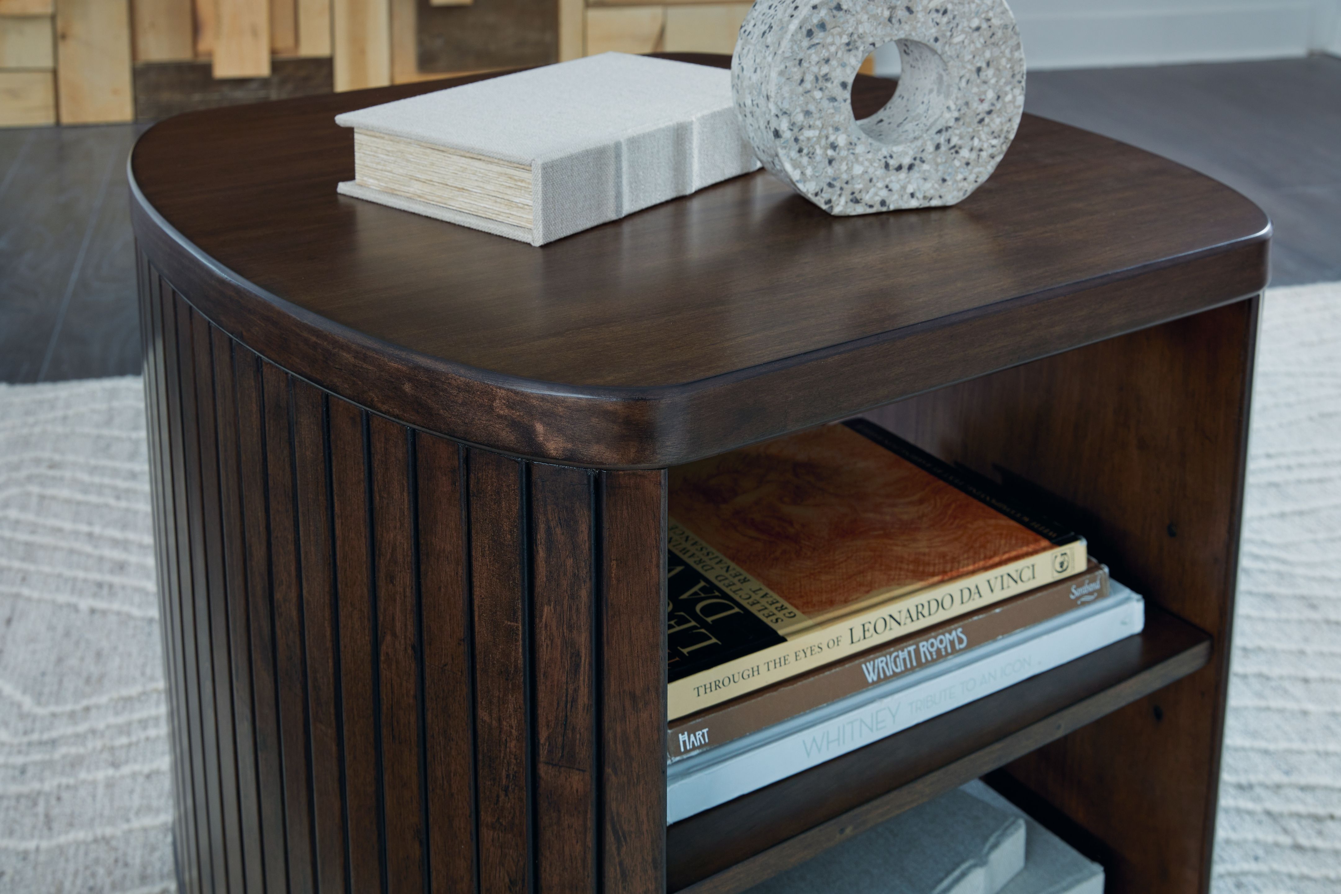 Ashley Furniture Korestone - Square End Table - Dark Brown - Image 6