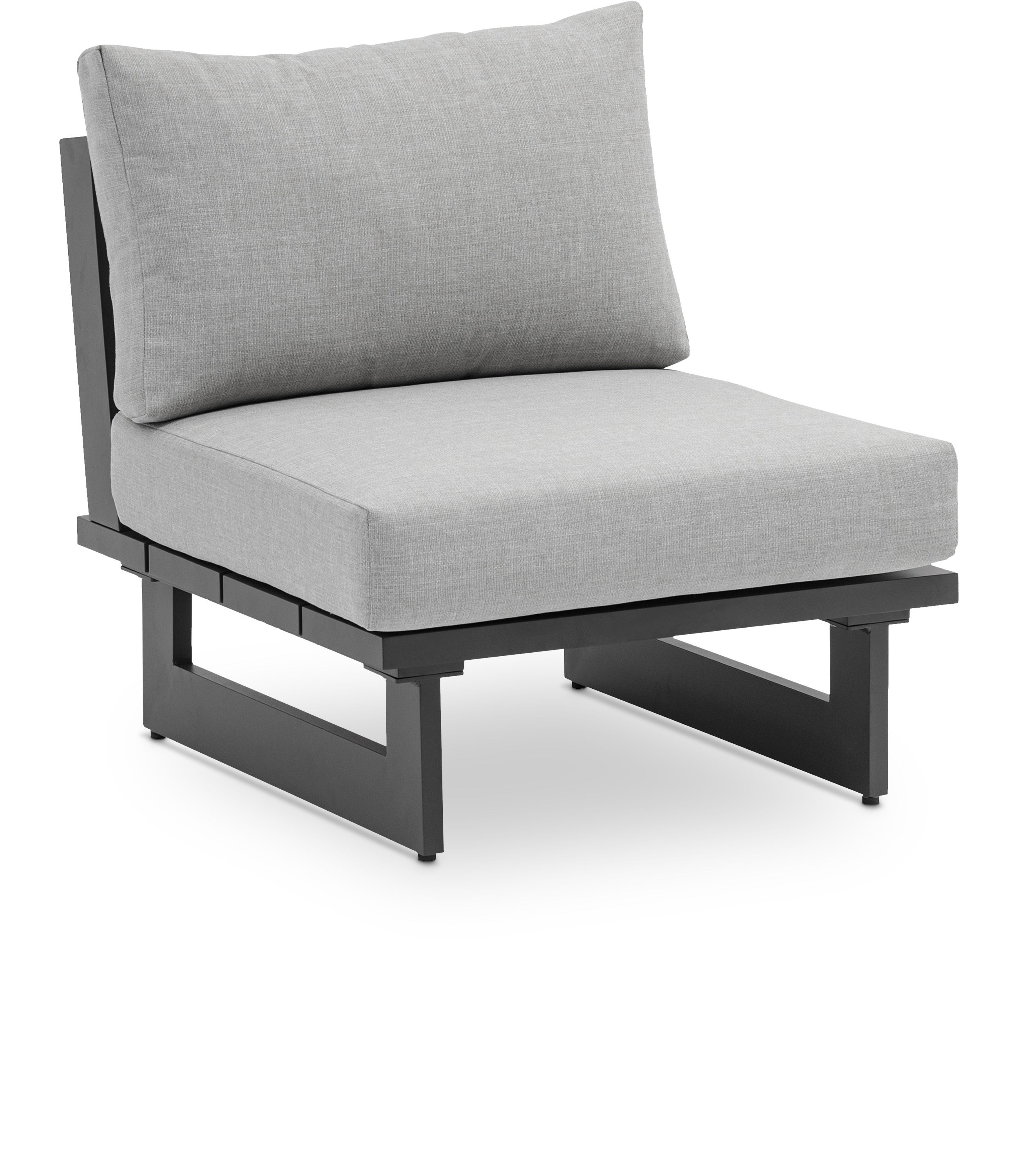 Maldives - Water Resistant Outdoor Patio Armless Chair With Gray Frame - Gray