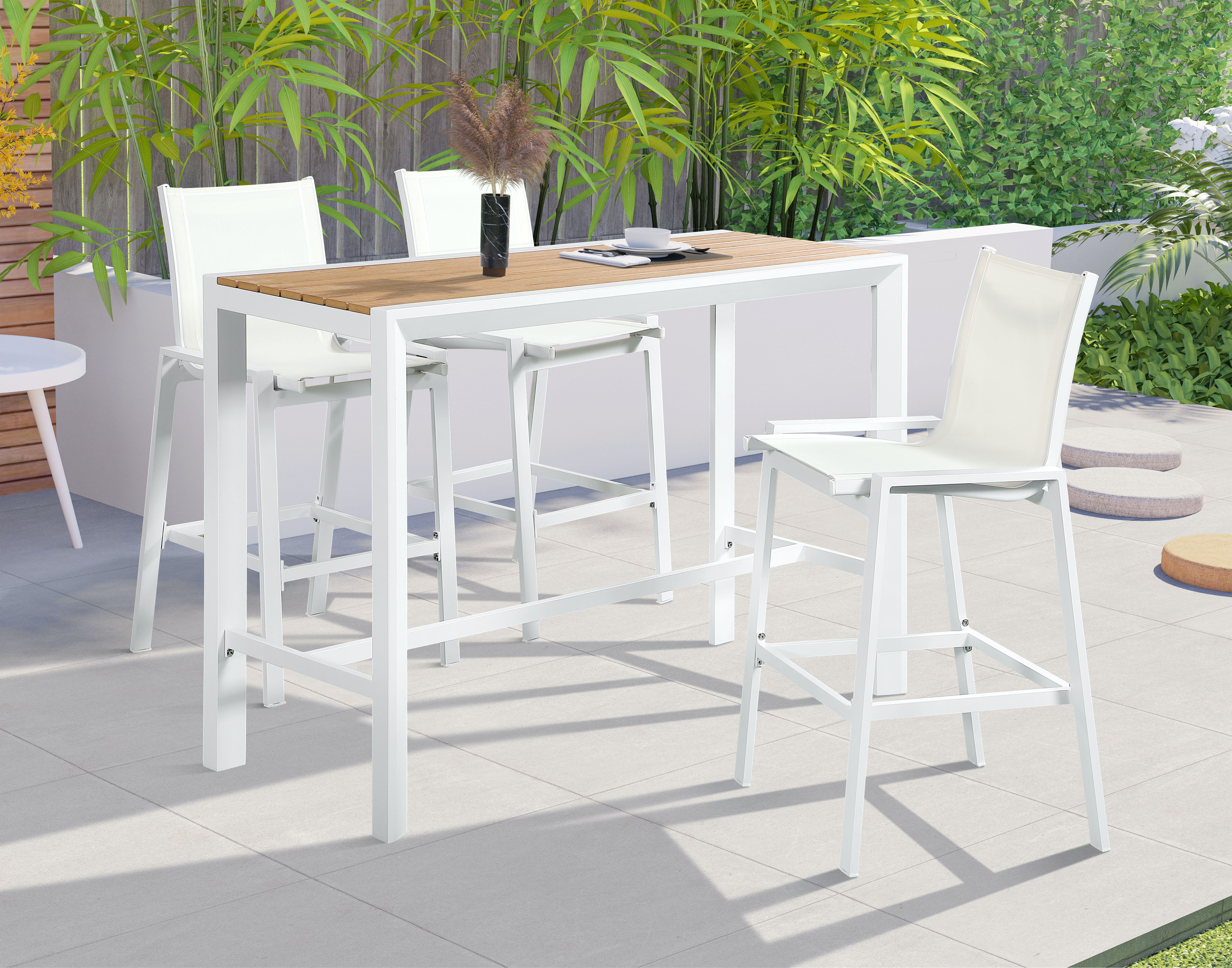 Nizuc - Outdoor Patio Rectangle Bar Table - Brown