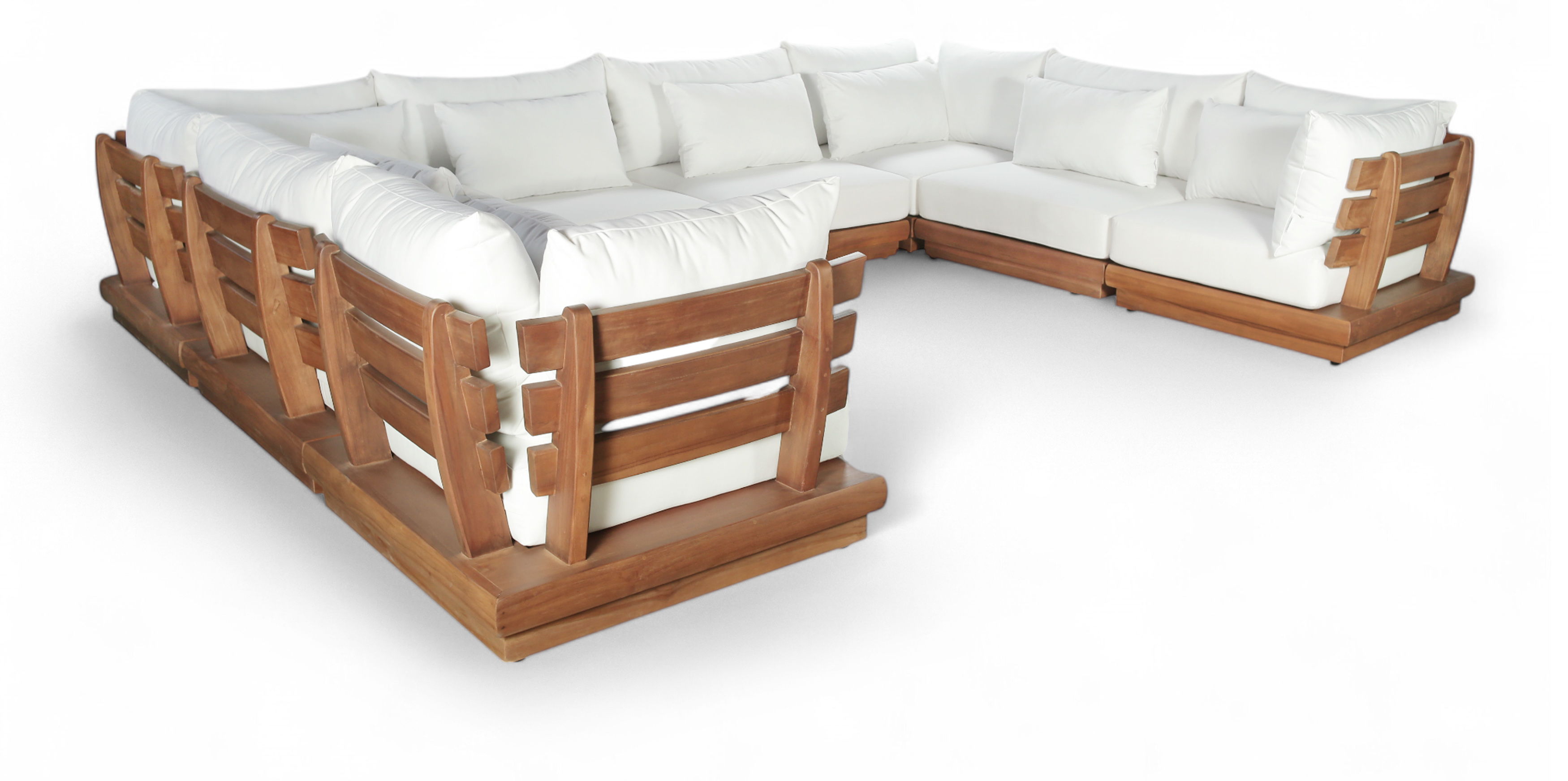 8 Pc · Water Resistant Fabric 150" Upholstered Outdoor Patio Modular Sectional - Off