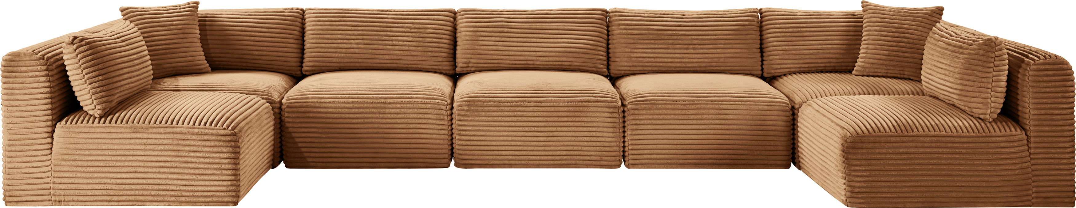 Shaggy - 7 Piece Modular U-Shaped Armless Sectional - Saddle