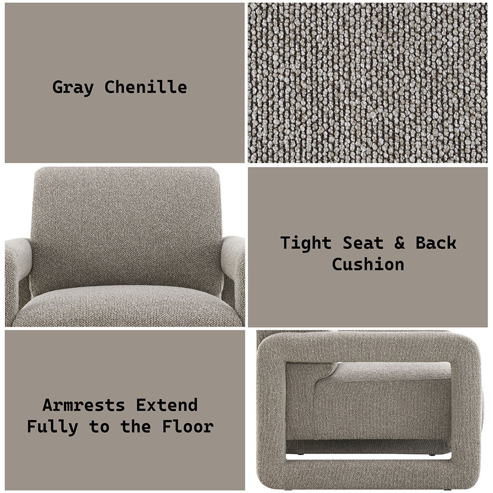 Glenda - Accent Chair - Gray Chenille, gray, view 7