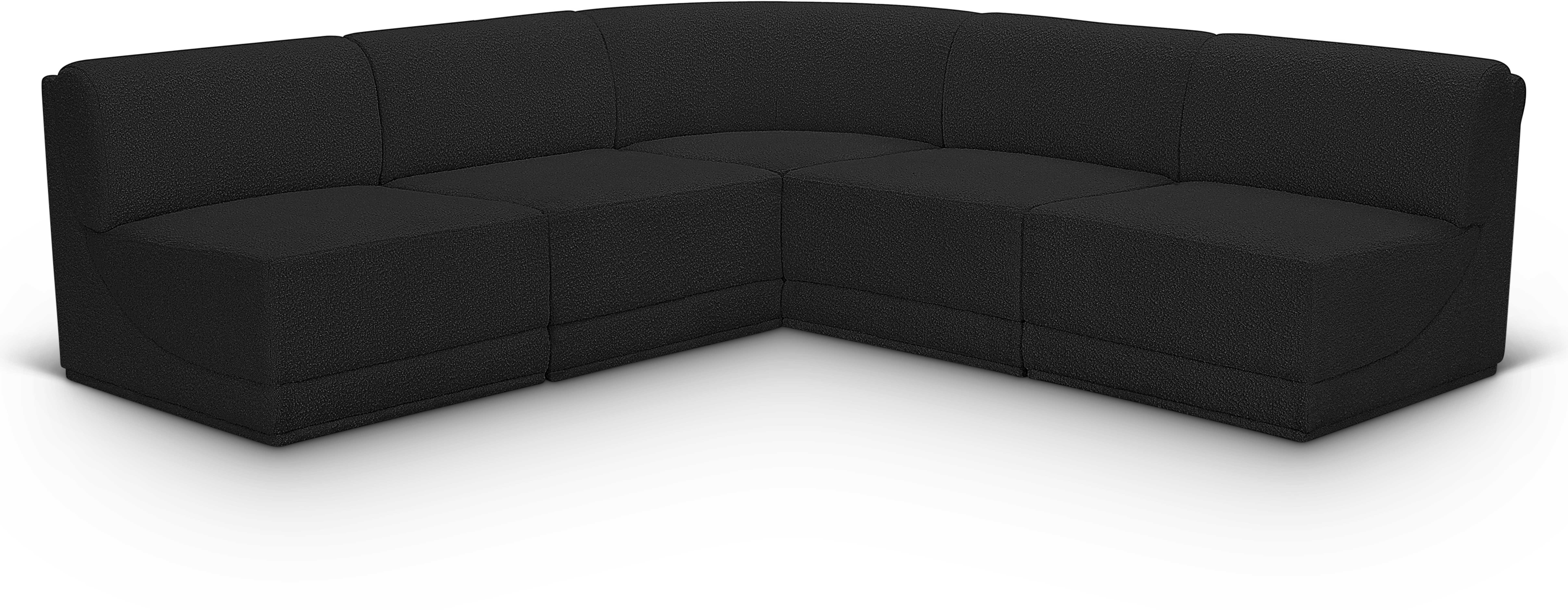 Ollie - 5 Piece Modular Corner Armless Sectional - Black