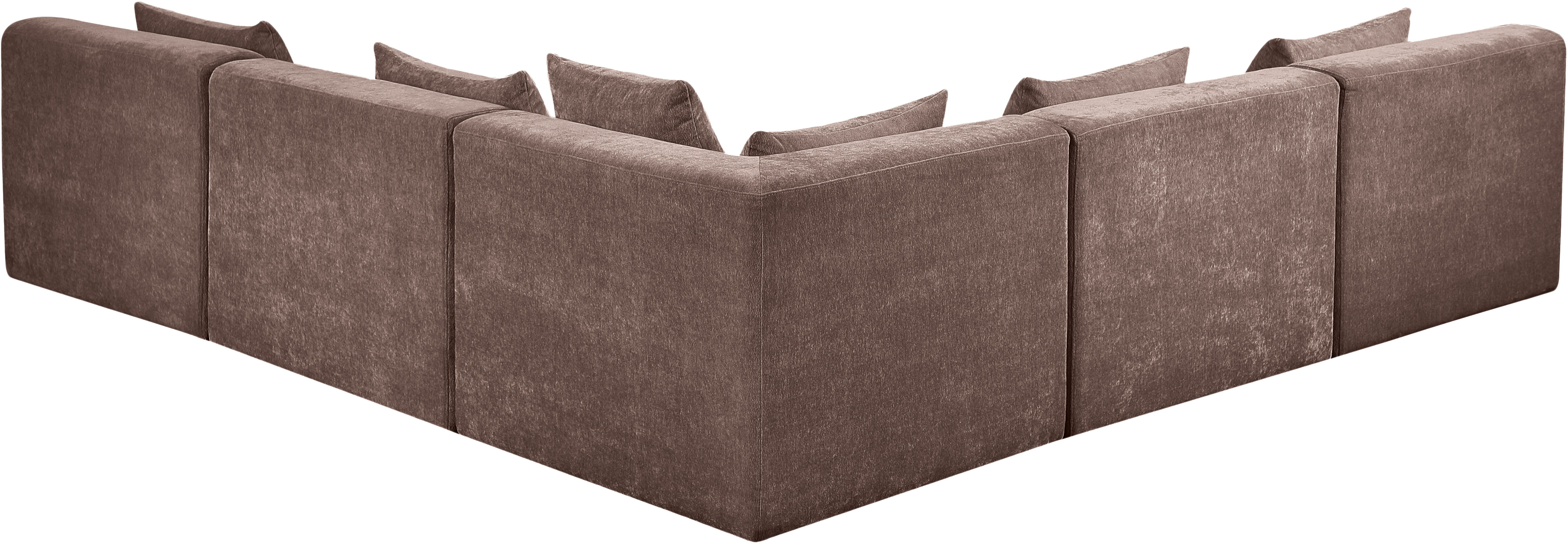 Stellar - 5 Piece Chenille Fabric 114" Upholstered Modular Sectional - Brown