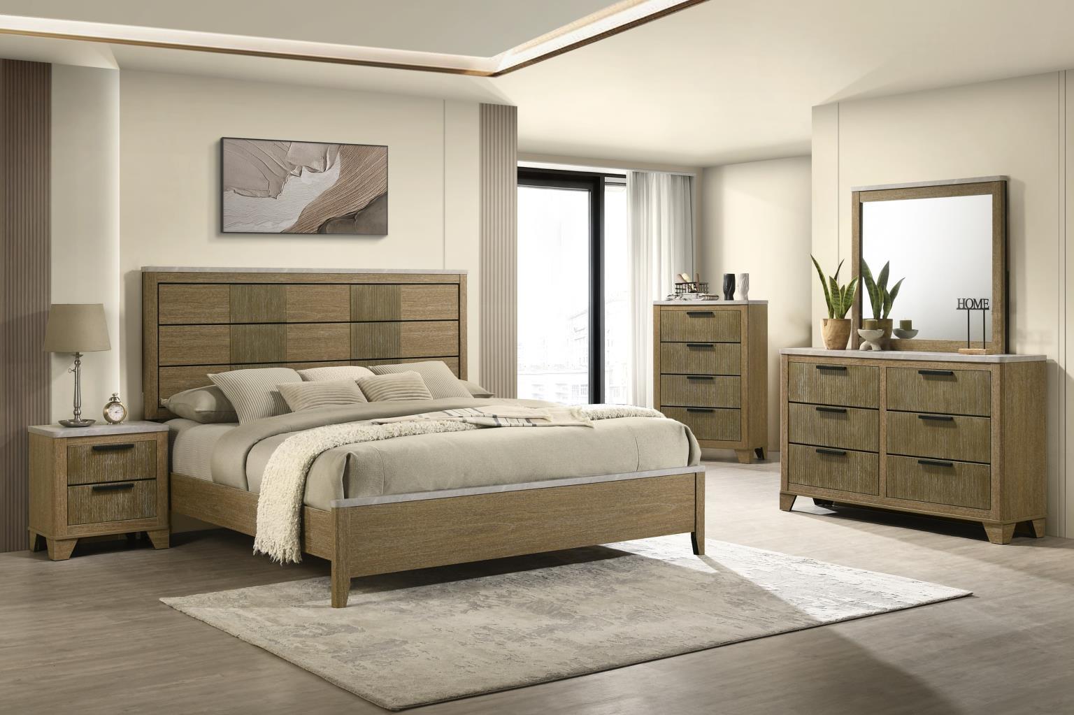 B406 - 3 Piece Bedroom Set (Queen Bed, Dresser, Mirror) - Aspen Oak
