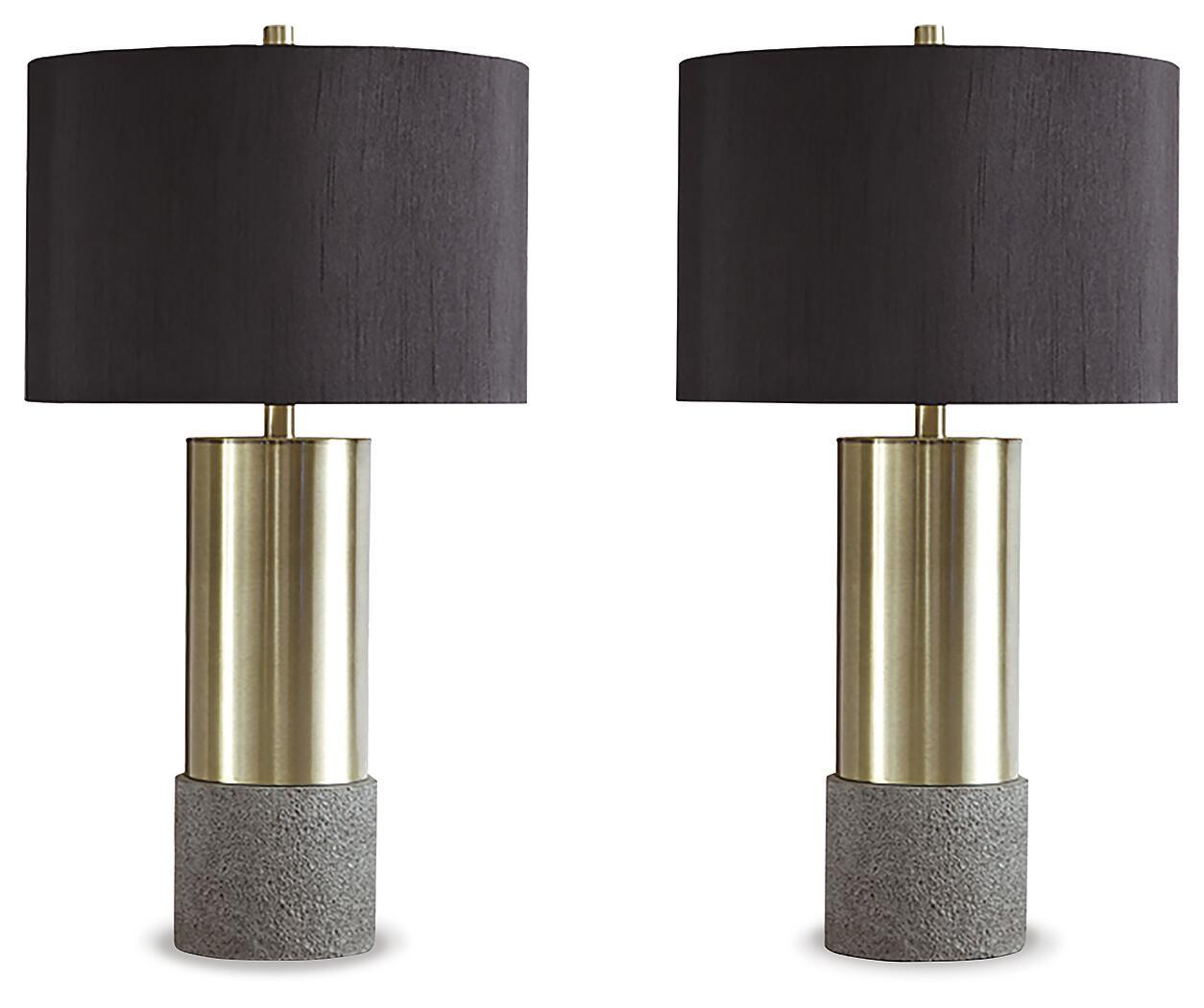 Jacek – Metal Table Lamp (Set of 2) – Gray / Brass Finish
