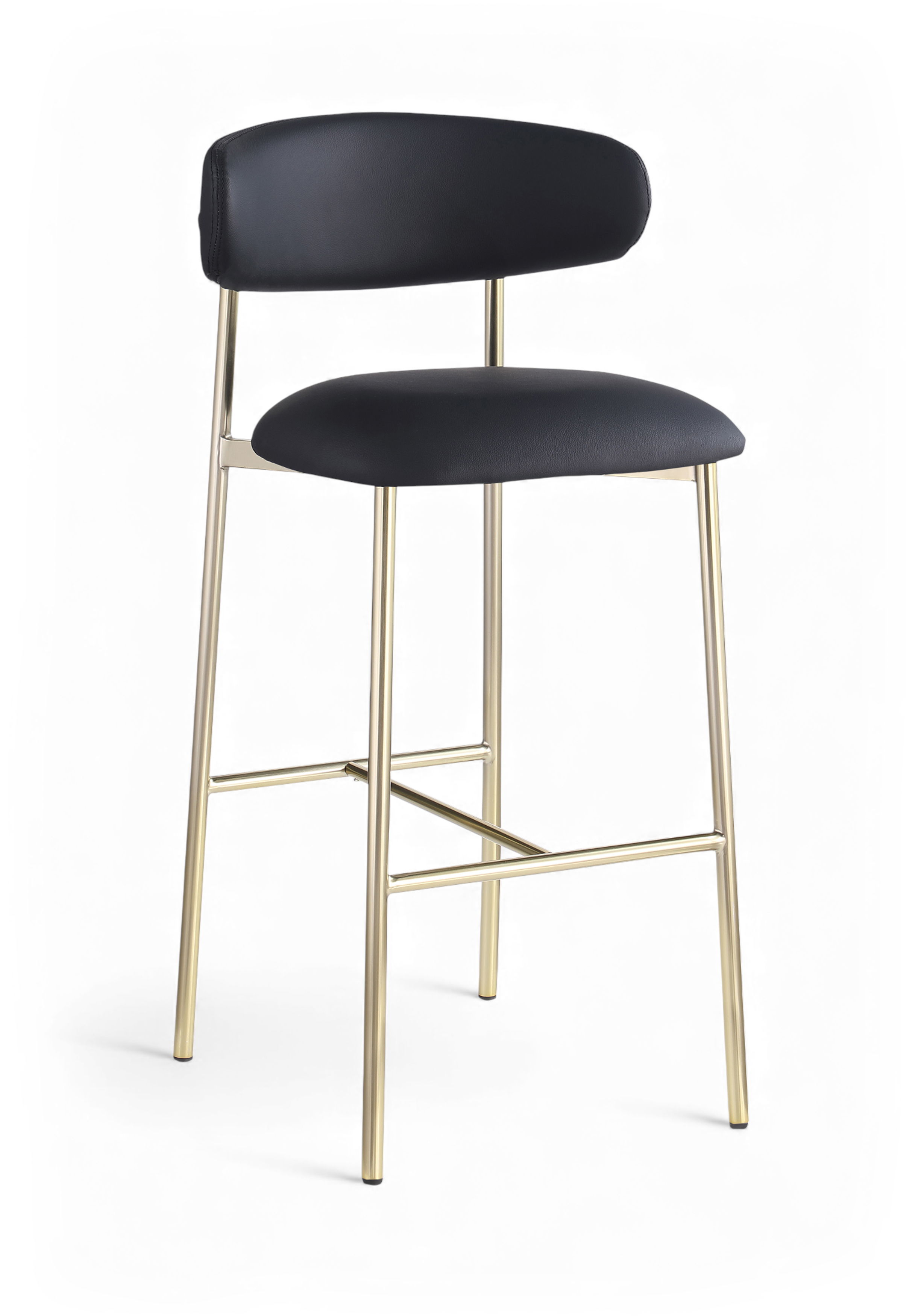 Lupita - Vegan Leather Upholstered Bar Stool (Set of 2) - Black / Brushed Gold