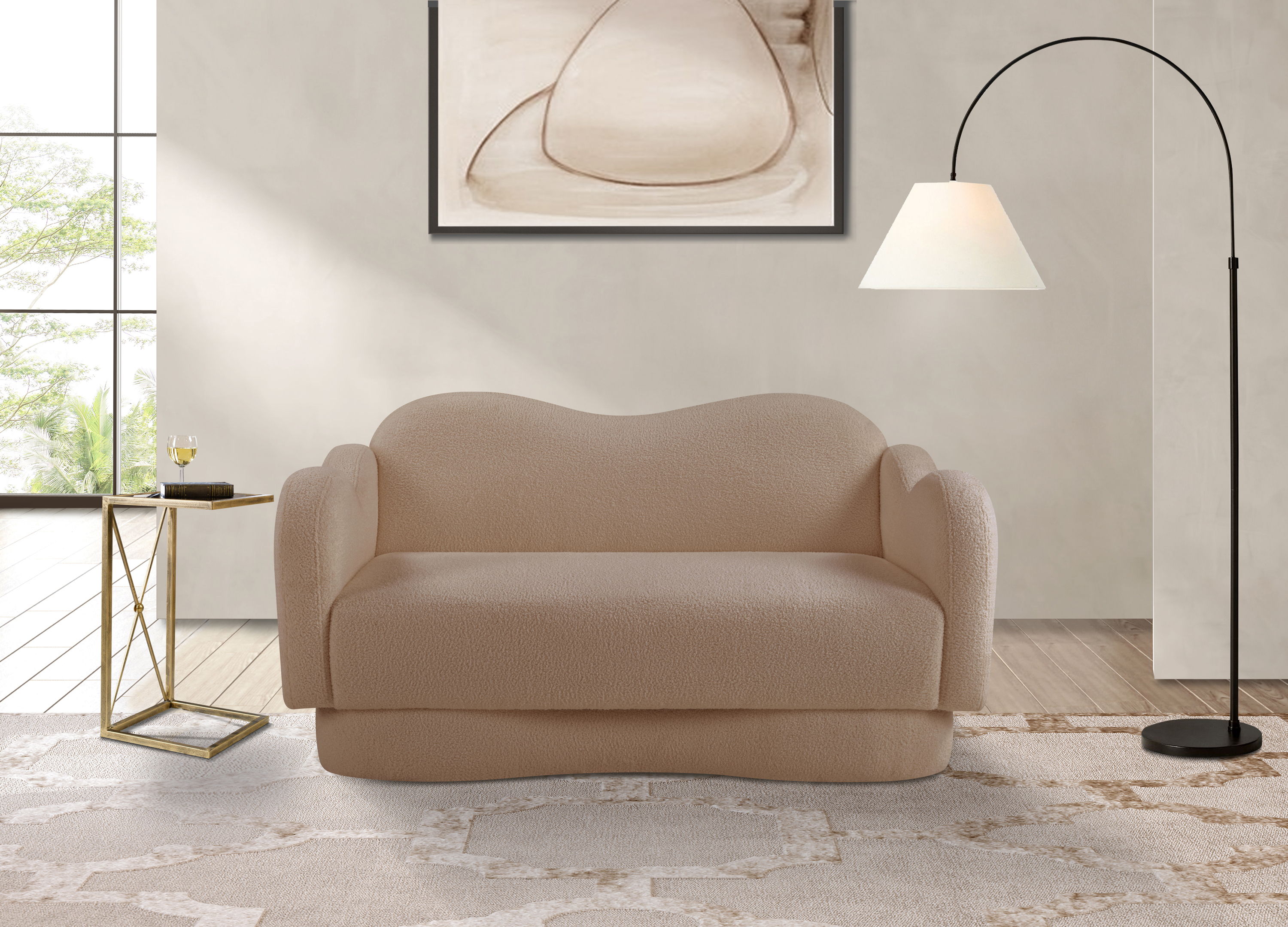 Bloom - Teddy Fabric Loveseat - Beige