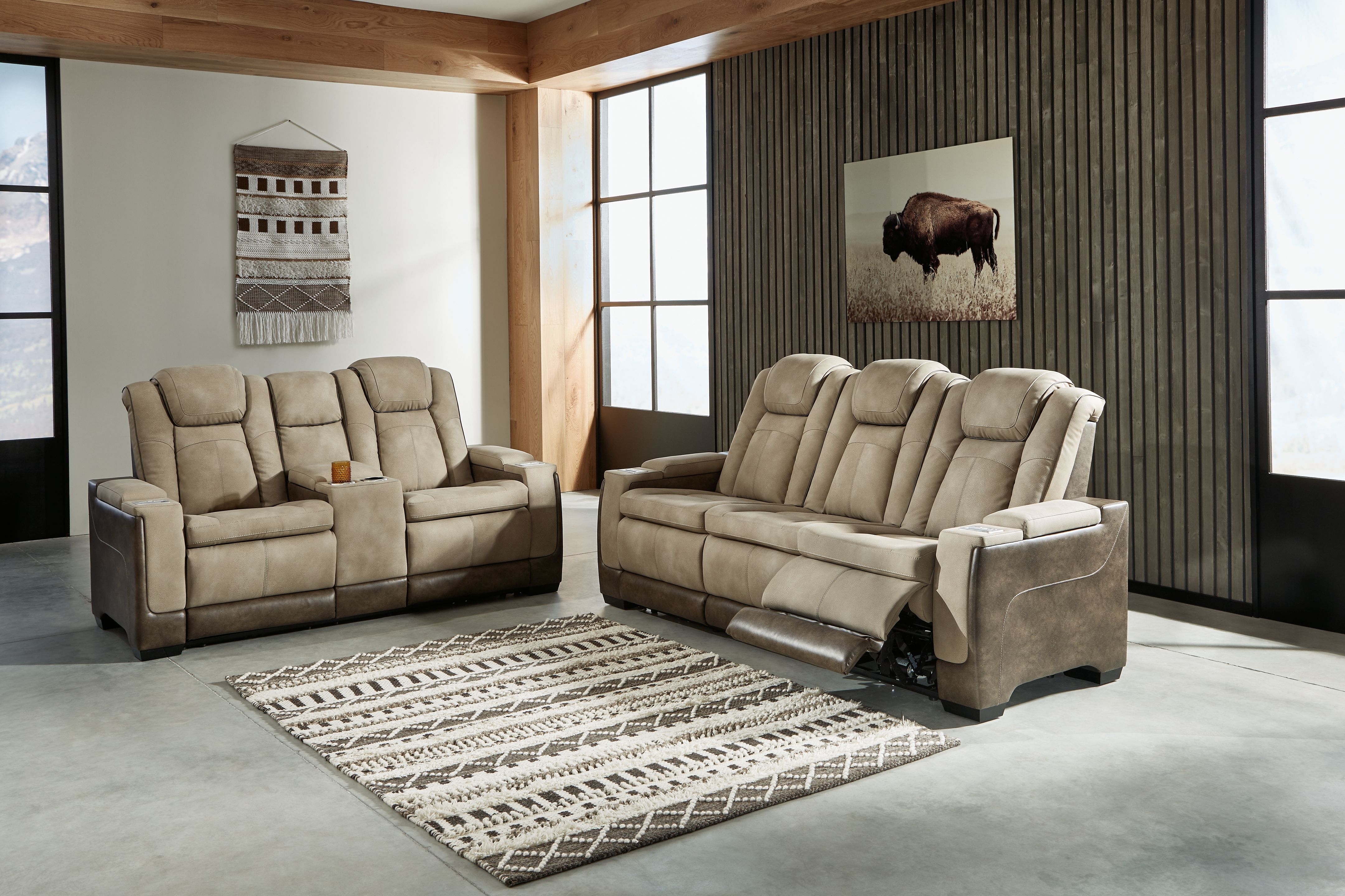 Ashley Next-Gen DuraPella - Sand - 2 Pc. - Power Sofa, Loveseat