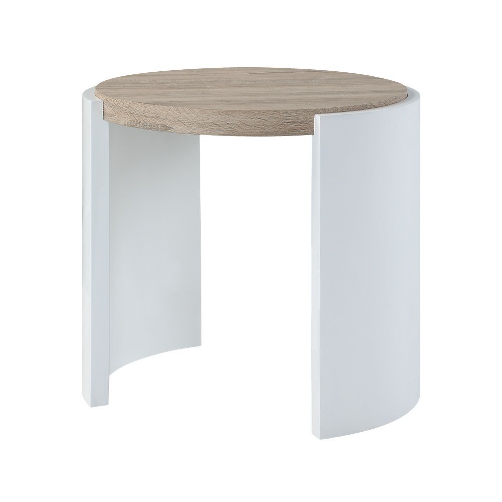 Zoma - End Table - Oak & White High Gloss, white