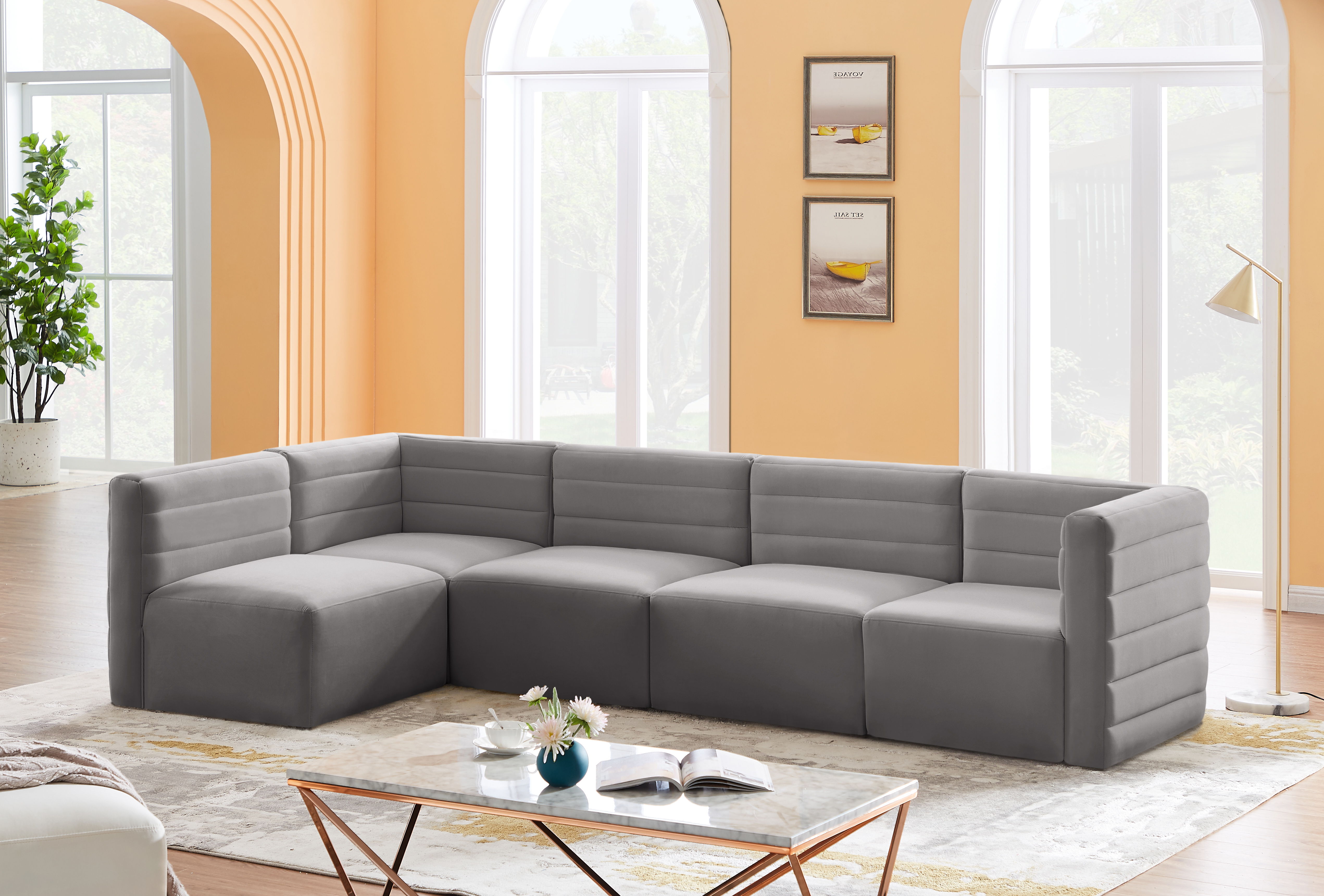 Quincy - 5 Piece Modular Sectional - Gray