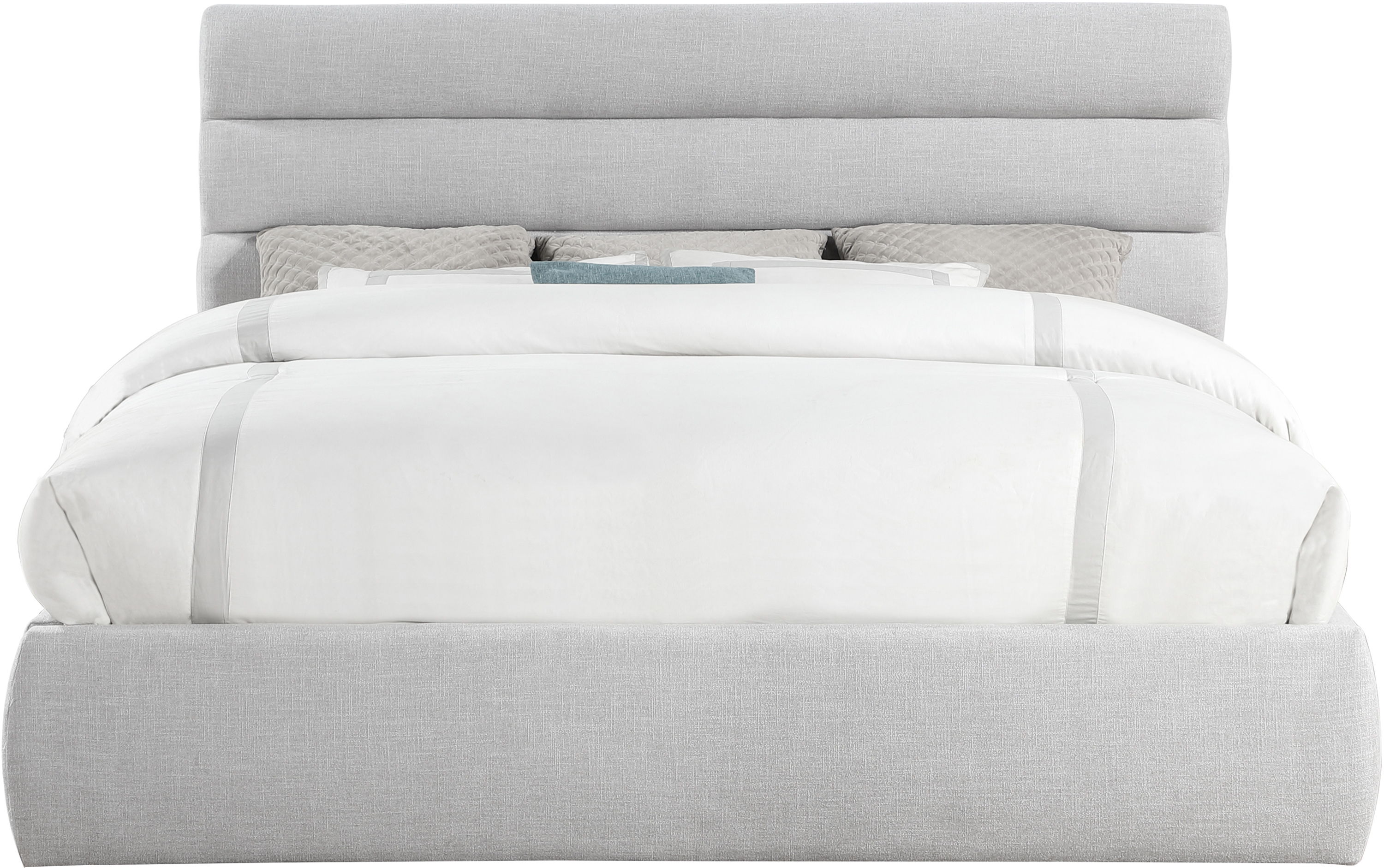 Adam - Linen Fabric King Bed With 52" Headboard - Gray