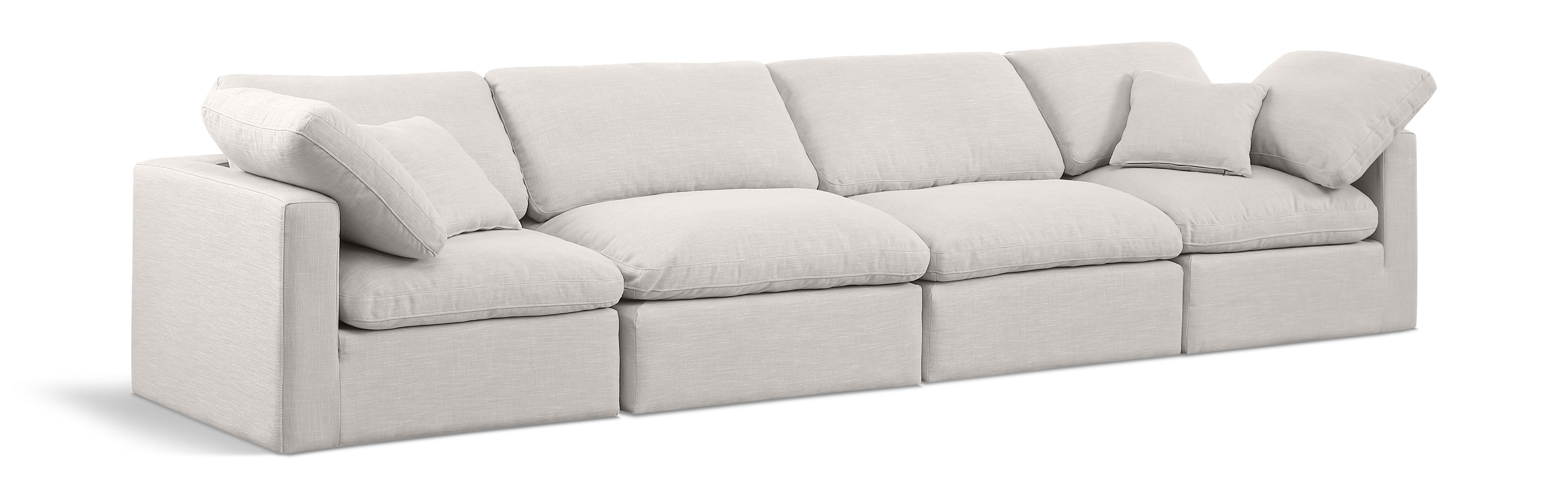 Indulge - Linen 4 Seat Modular Sofa - Cream