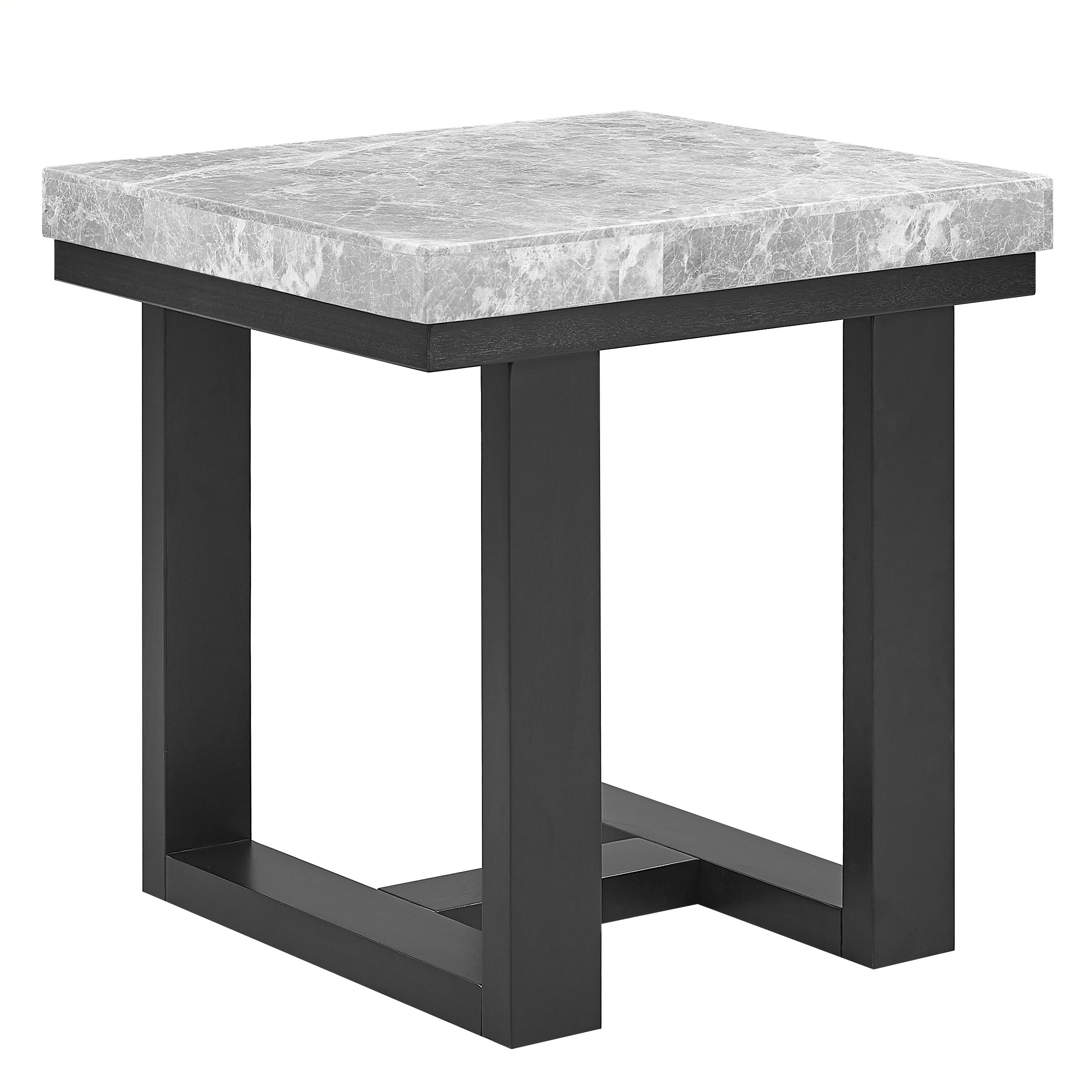 Lucca - Artemis Marble Top End Table - Gray / Black