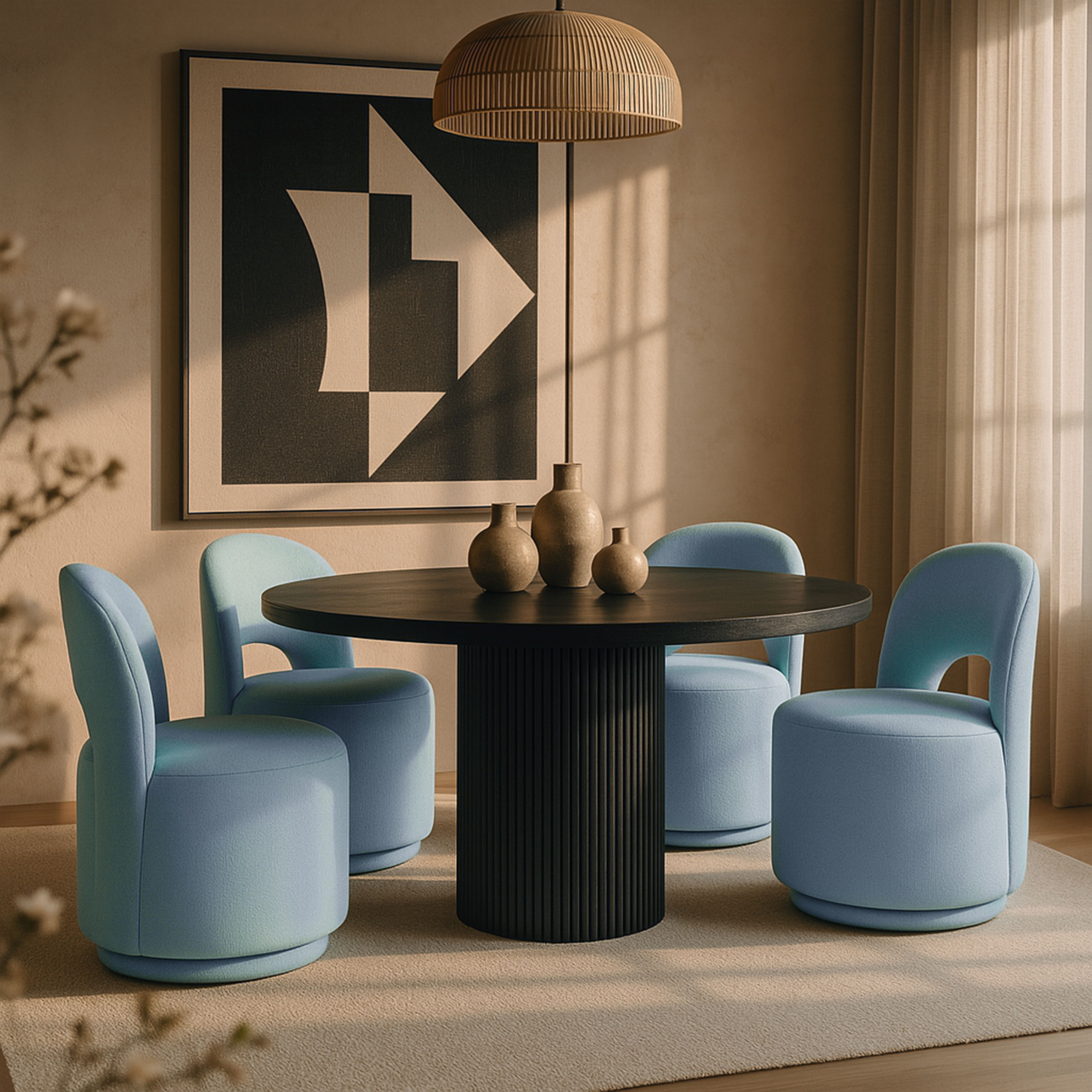 Cirelle - Linen Textured Performance Fabric Dining Chair (Set of 2) - Light Blue