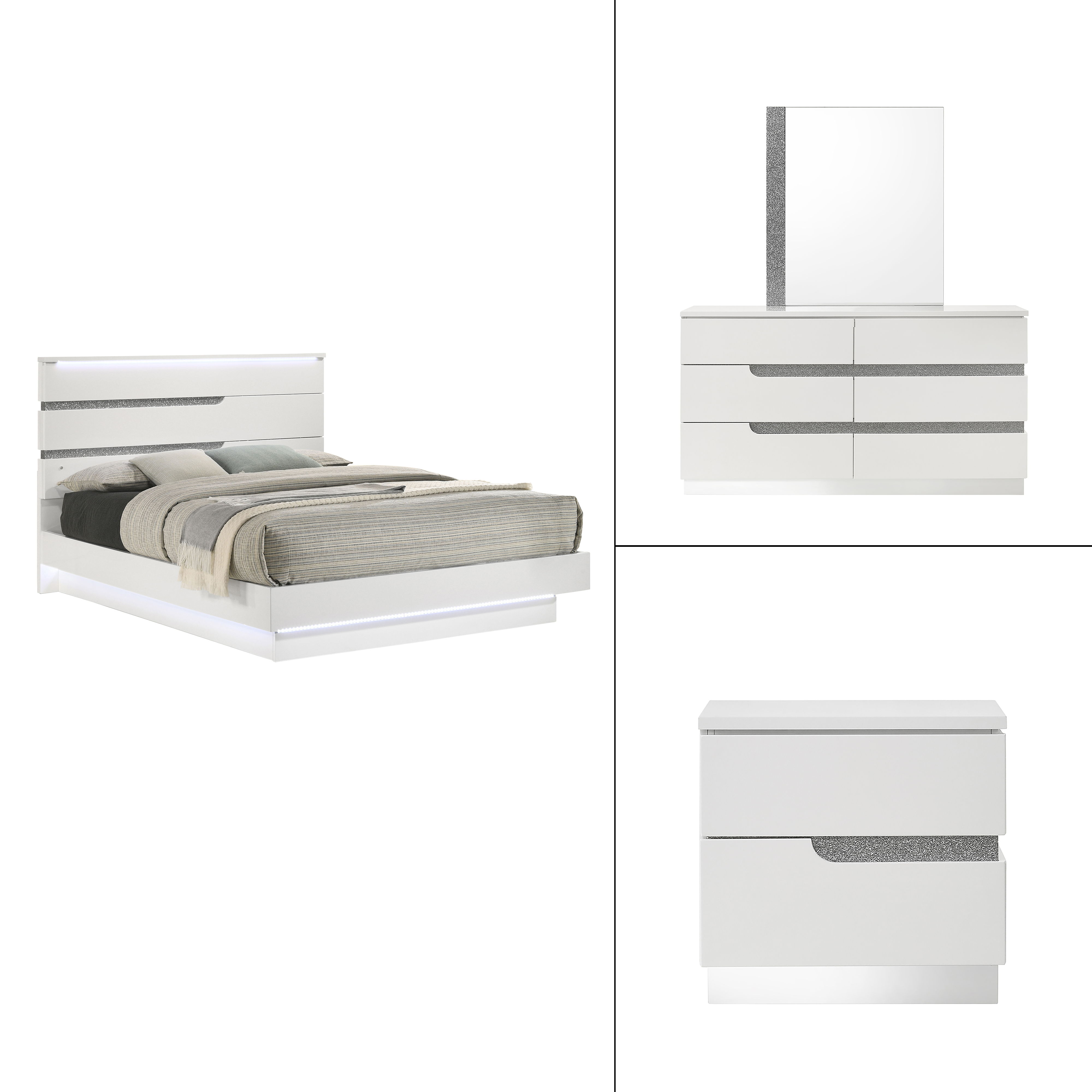King · 4 Pc · Bed & Dresser & Mirror & Nightstand