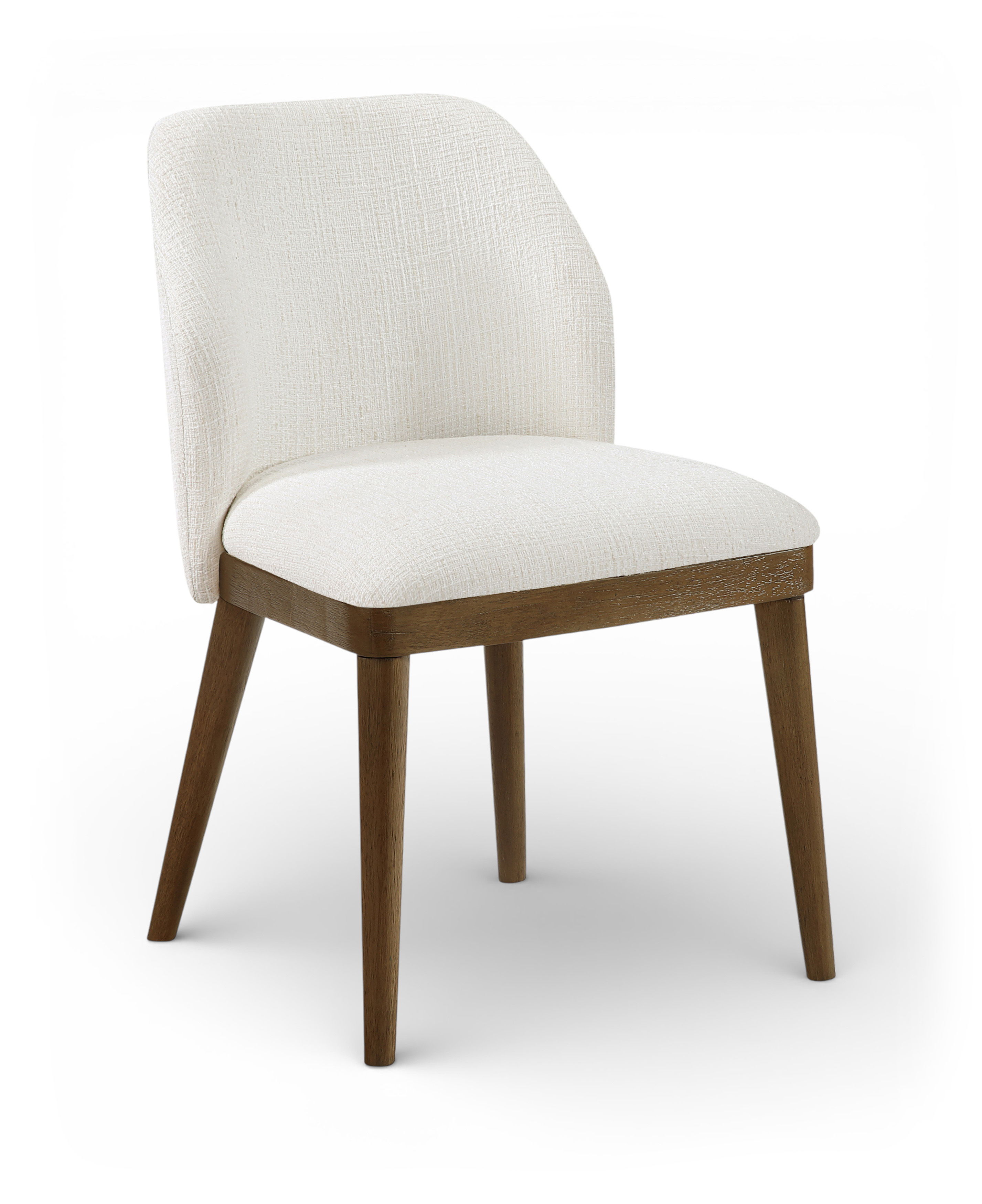 Valeo - Linen Textured Fabric Upholstered Dining Chair (Set of 2) - Cream / Painted Brown