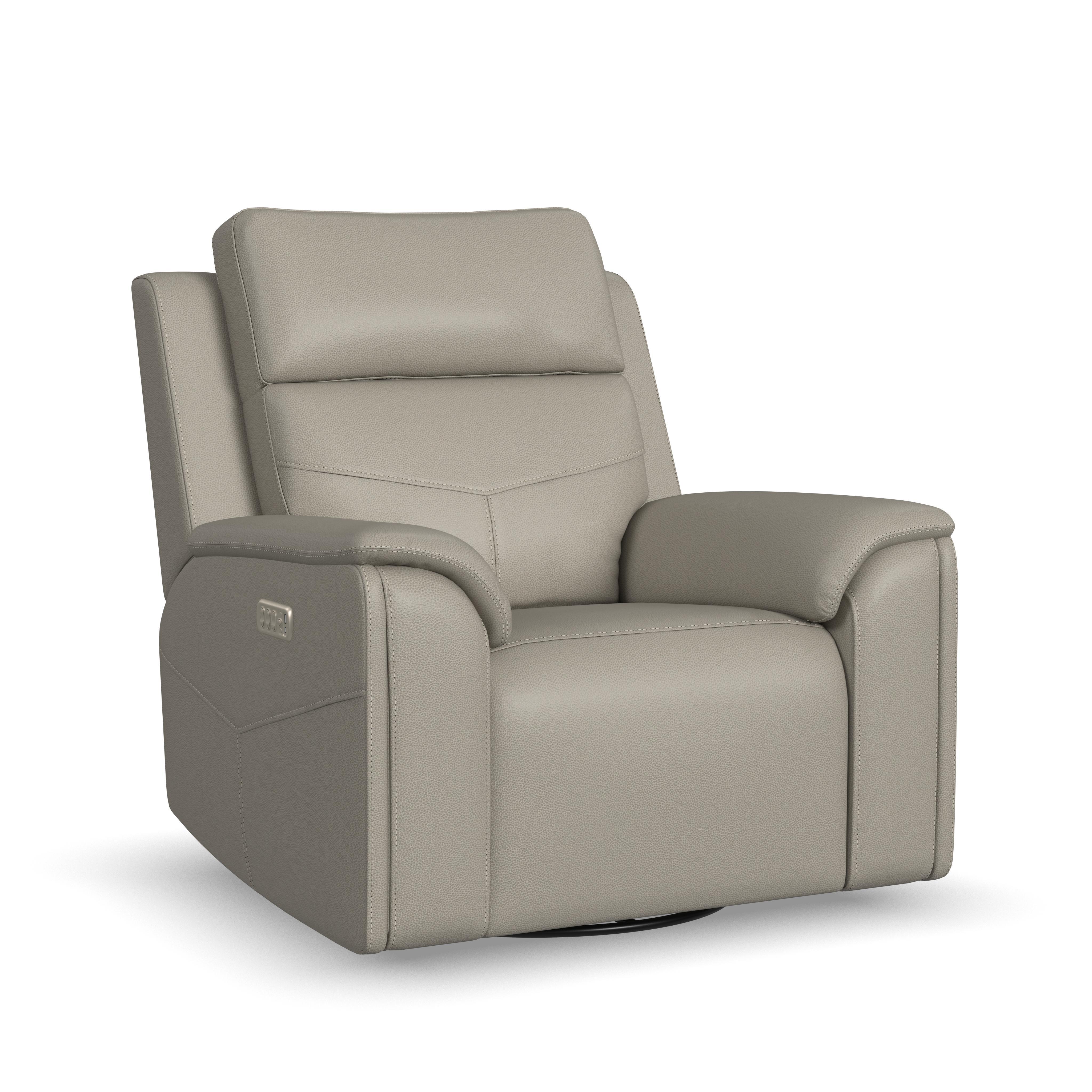 Vernon - Power Swivel Gliding Recliner With Power Headrest, Lumbar, Heat & Massage - Dove Gray, light gray