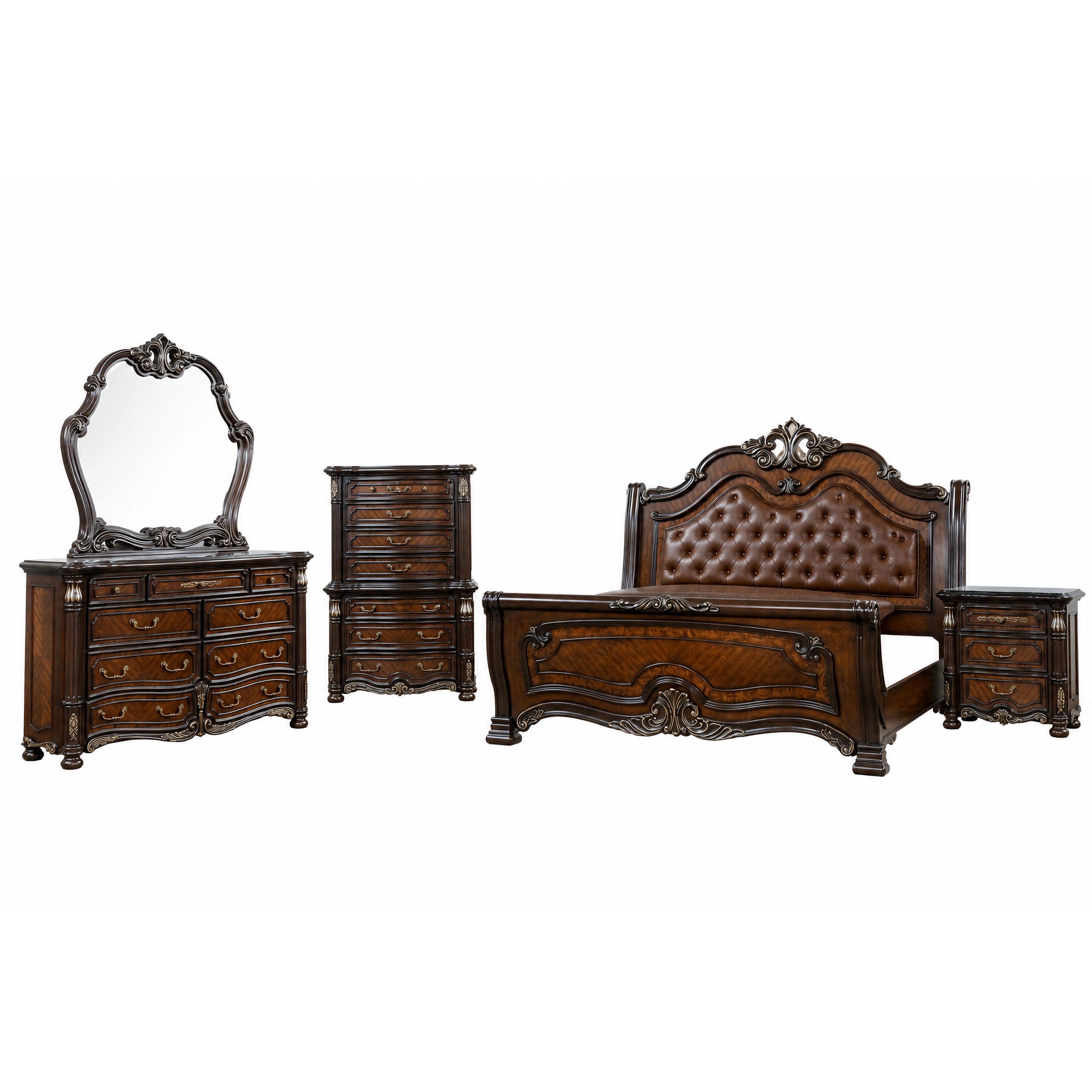 Eastern King · 5 Pc · Set Padded Sleigh Bed