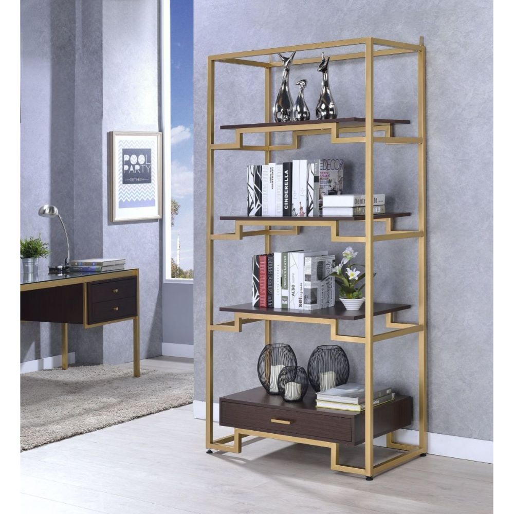 Yumia - Bookshelf - Gold & Walnut, gold, view 4