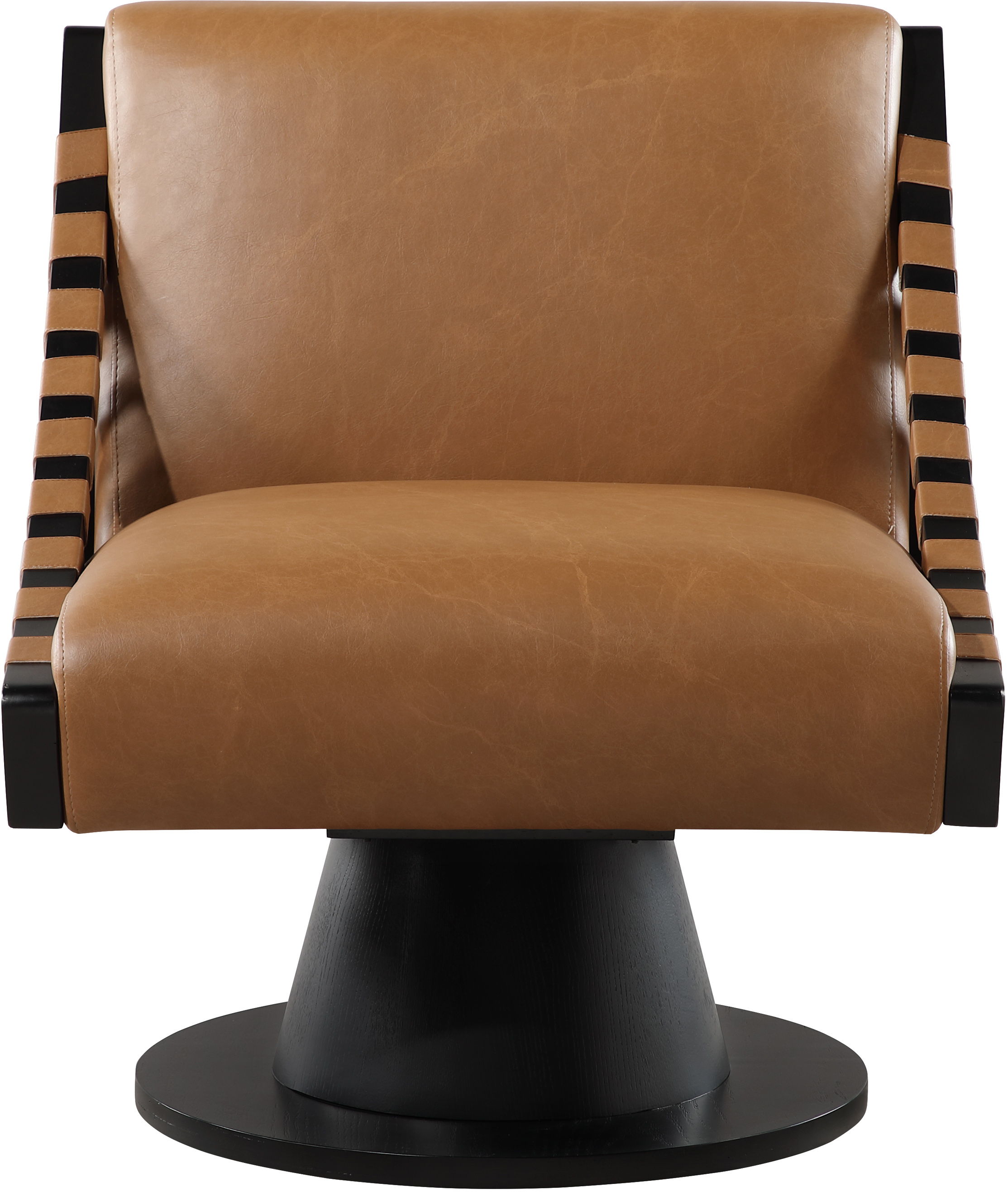 Millwin - Swivel Accent Chair With Black Base - Cognac