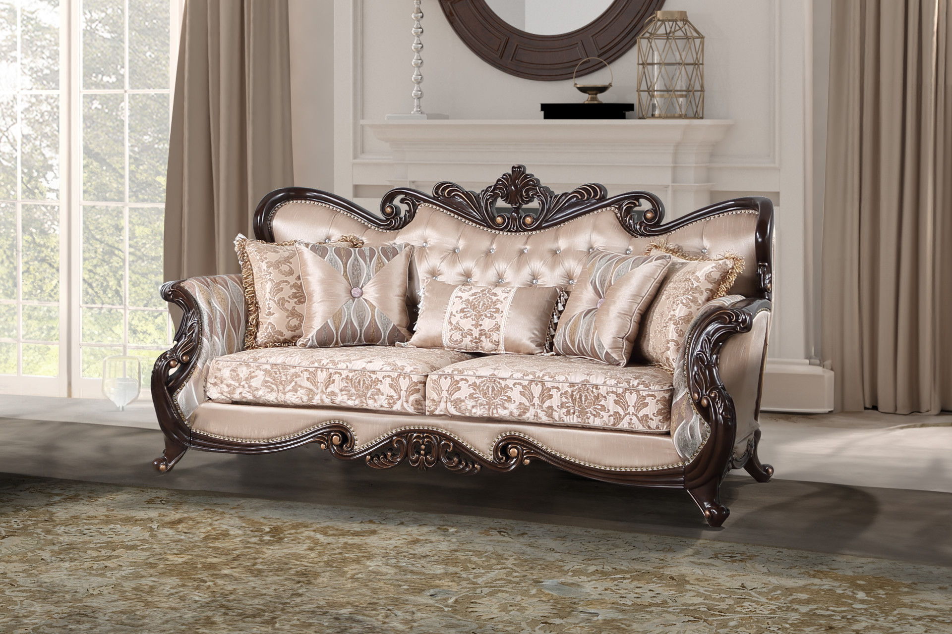 Constantine - Sofa (KD) - Red / Cherry, beige