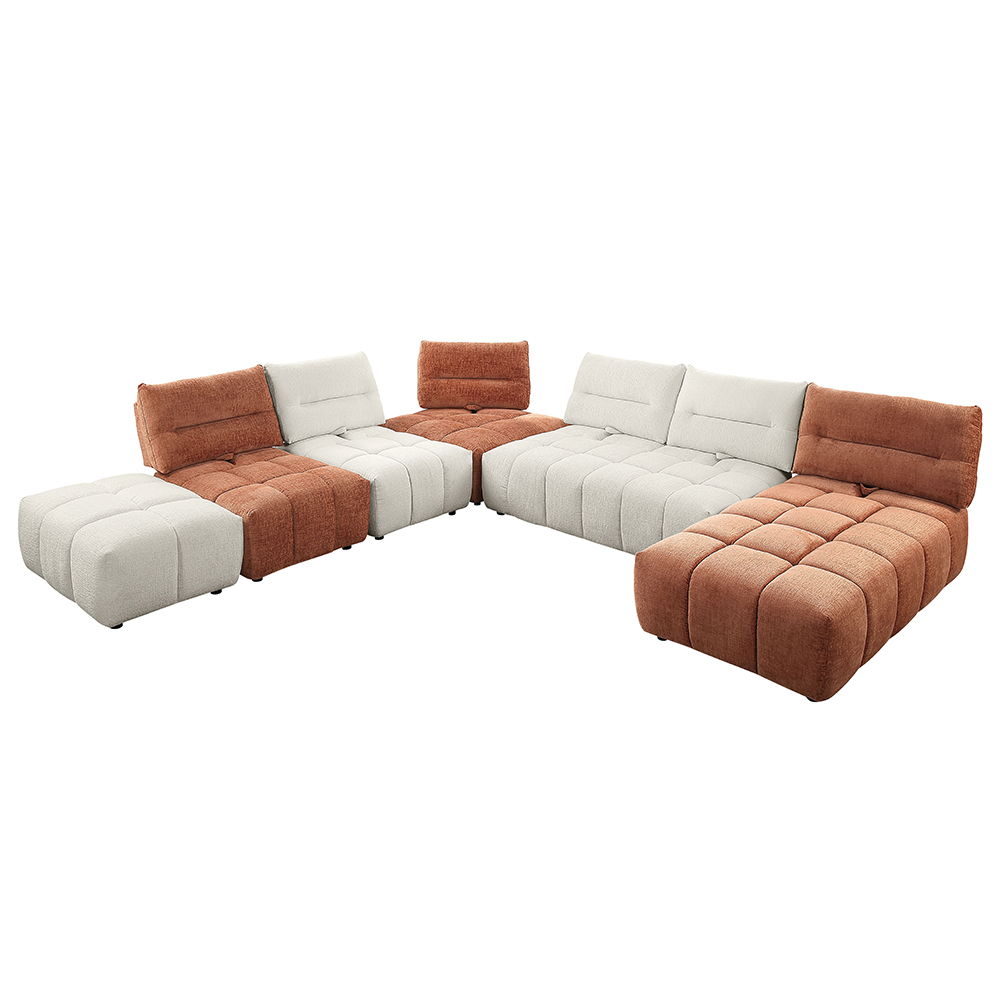 Loanna - Modular - Chaise - Coral Red Chenille, light brown, view 6