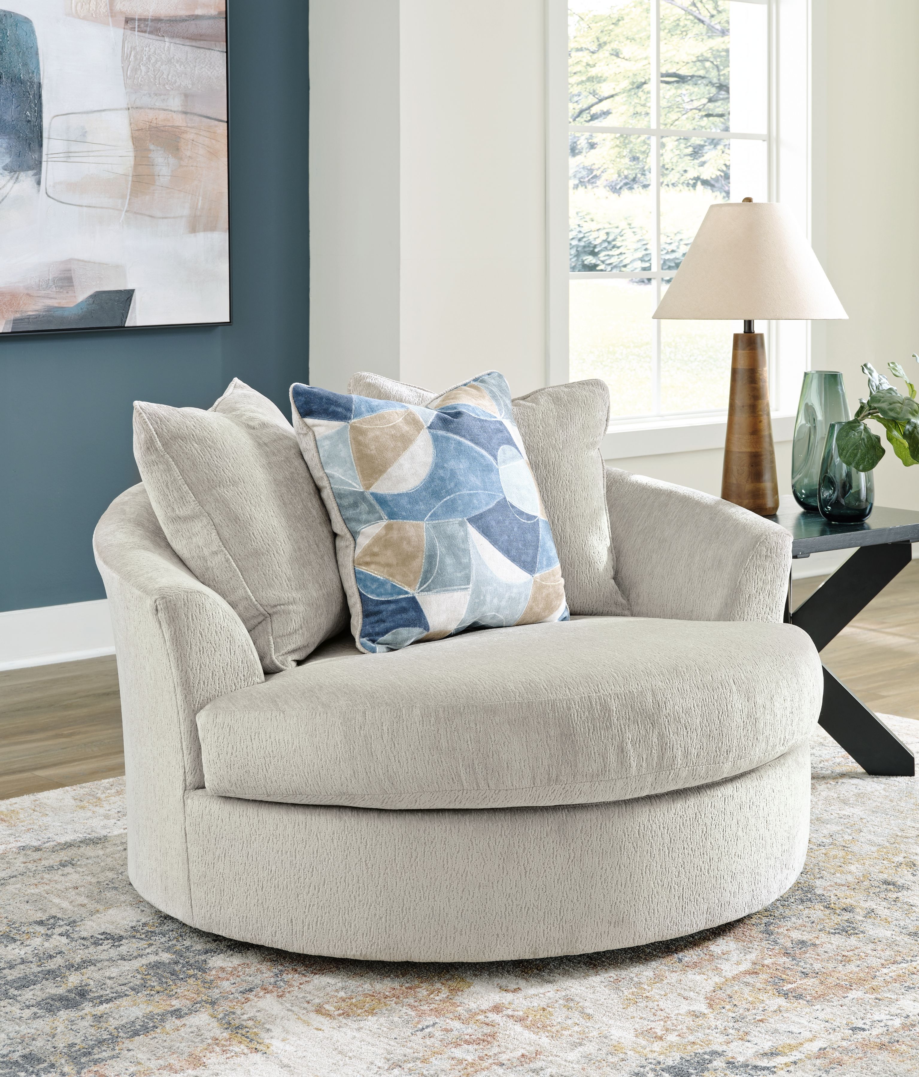 Ashley Furniture Maxon Place - Oversized Swivel Accent Chair - Stone - Image 2
