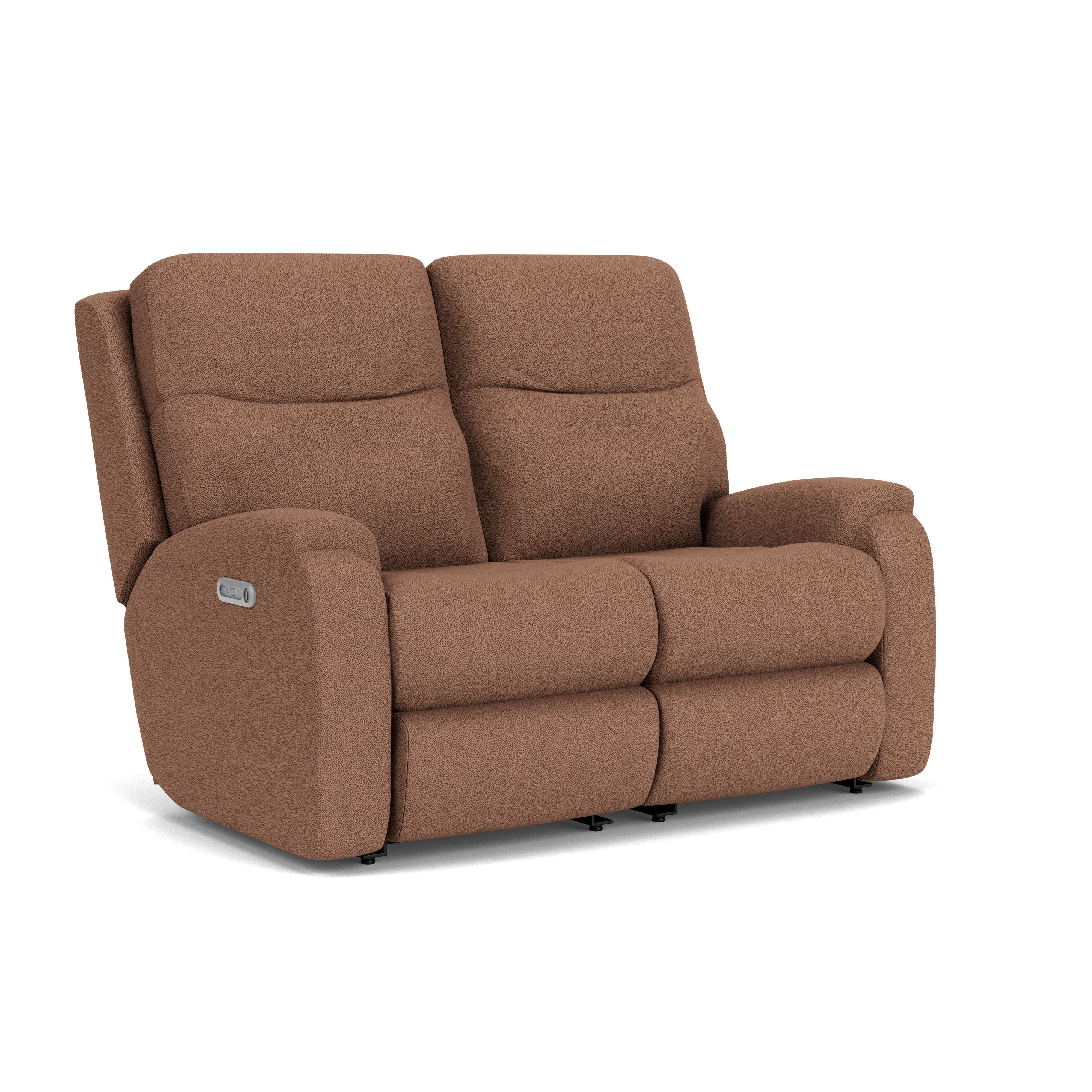 Penn - Transitional Fabric Power Reclining Loveseat With Power Headrests & Lumbar, dark brown