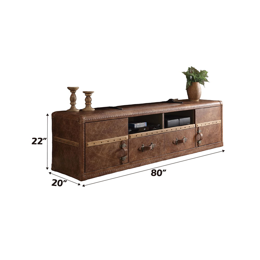 Aberdeen - TV Stand - Retro Brown Top Grain Leather, light brown, view 4